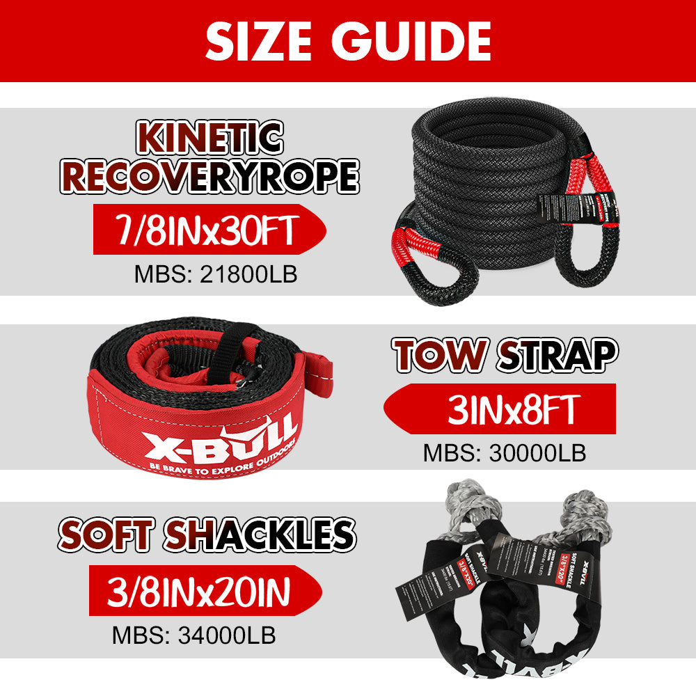 X-BULL Recovery Kit 4X4 Off-Road Kinetic Rope Snatch Strap Winch Damper 4WD13PCS 4