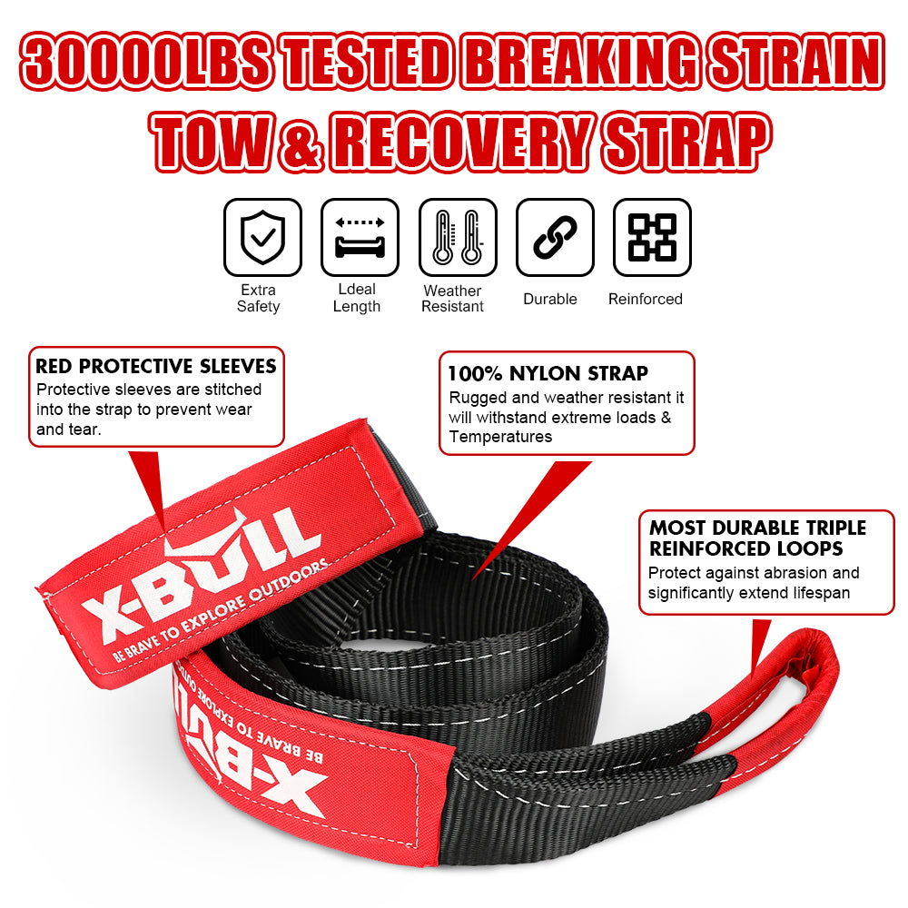 X-BULL Recovery Kit 4X4 Off-Road Kinetic Rope Snatch Strap Winch Damper 4WD13PCS 5
