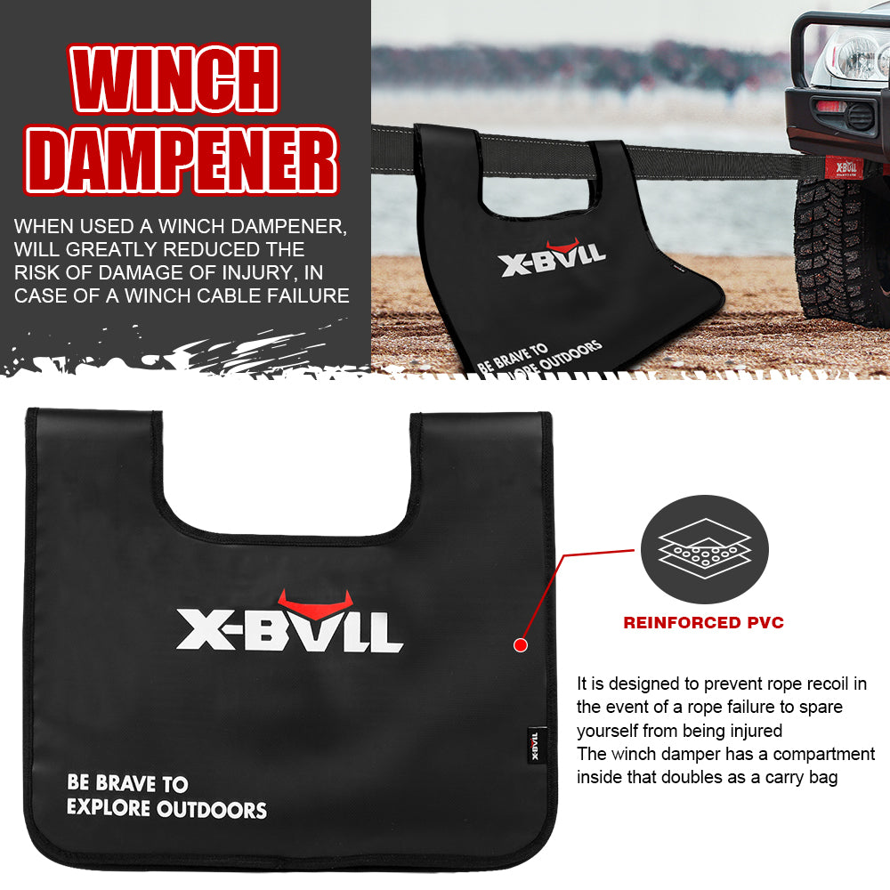 X-BULL Recovery Kit 4X4 Off-Road Kinetic Rope Snatch Strap Winch Damper 4WD13PCS 6
