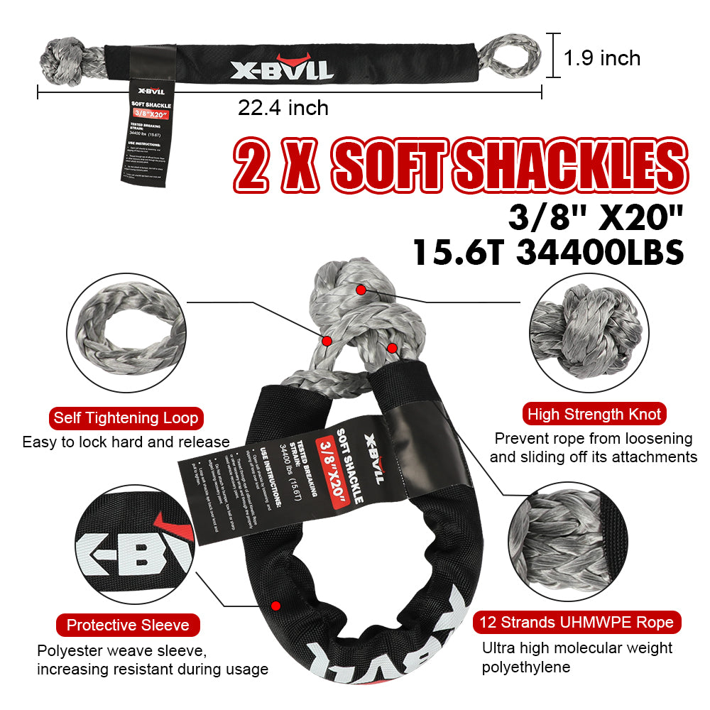 X-BULL Recovery Kit 4X4 Off-Road Kinetic Rope Snatch Strap Winch Damper 4WD13PCS 8