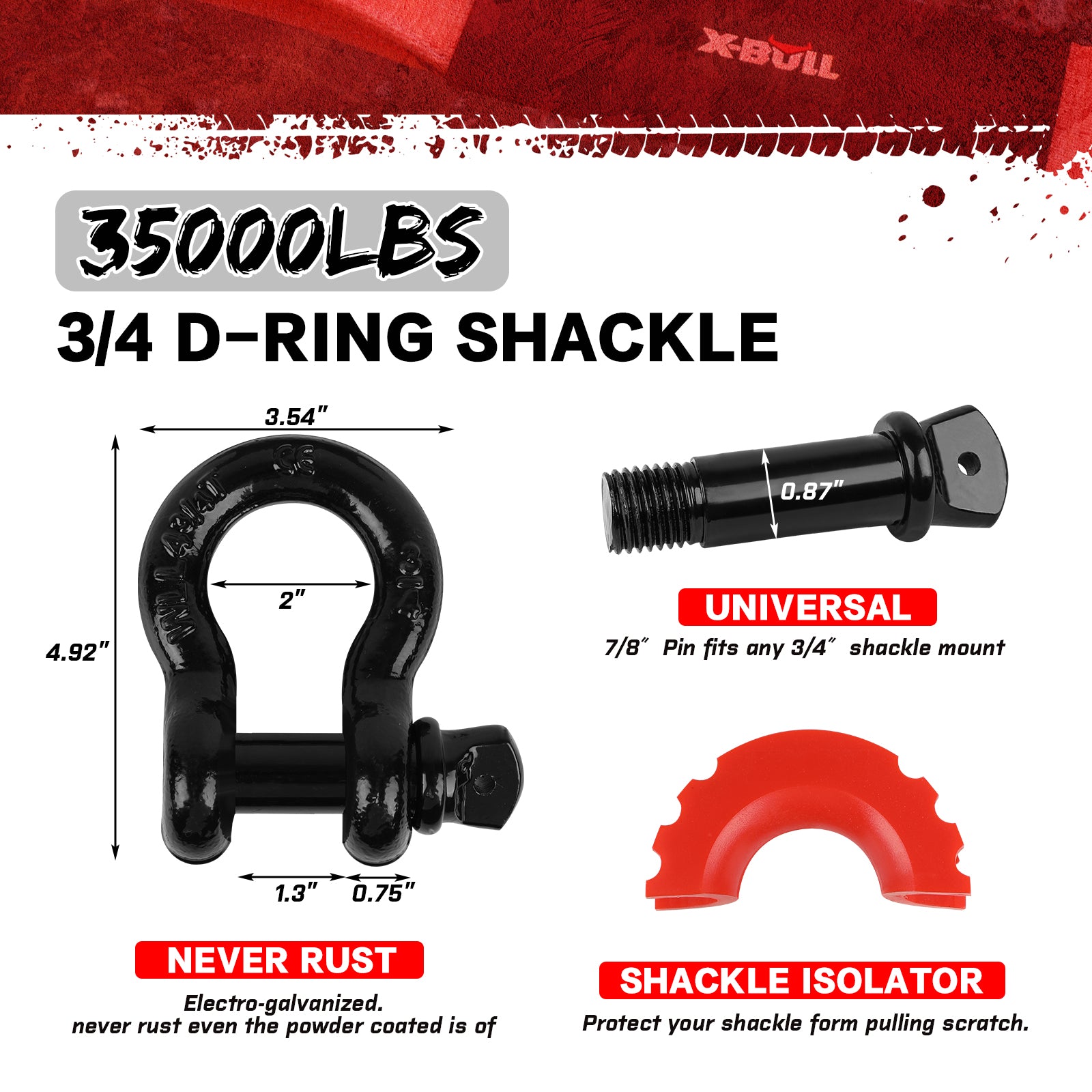 X-BULL 4WD Winch Recovery Kit 12Pcs Recovery Tracks Snatch Strap Soft Shackles Recovery Ring 8