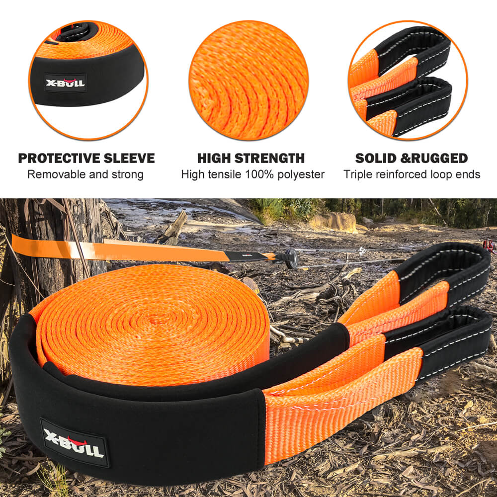 X-BULL 4WD Recovery Kit Snatch Strap Soft Shackles Folding Shovel Survival 4X4 6