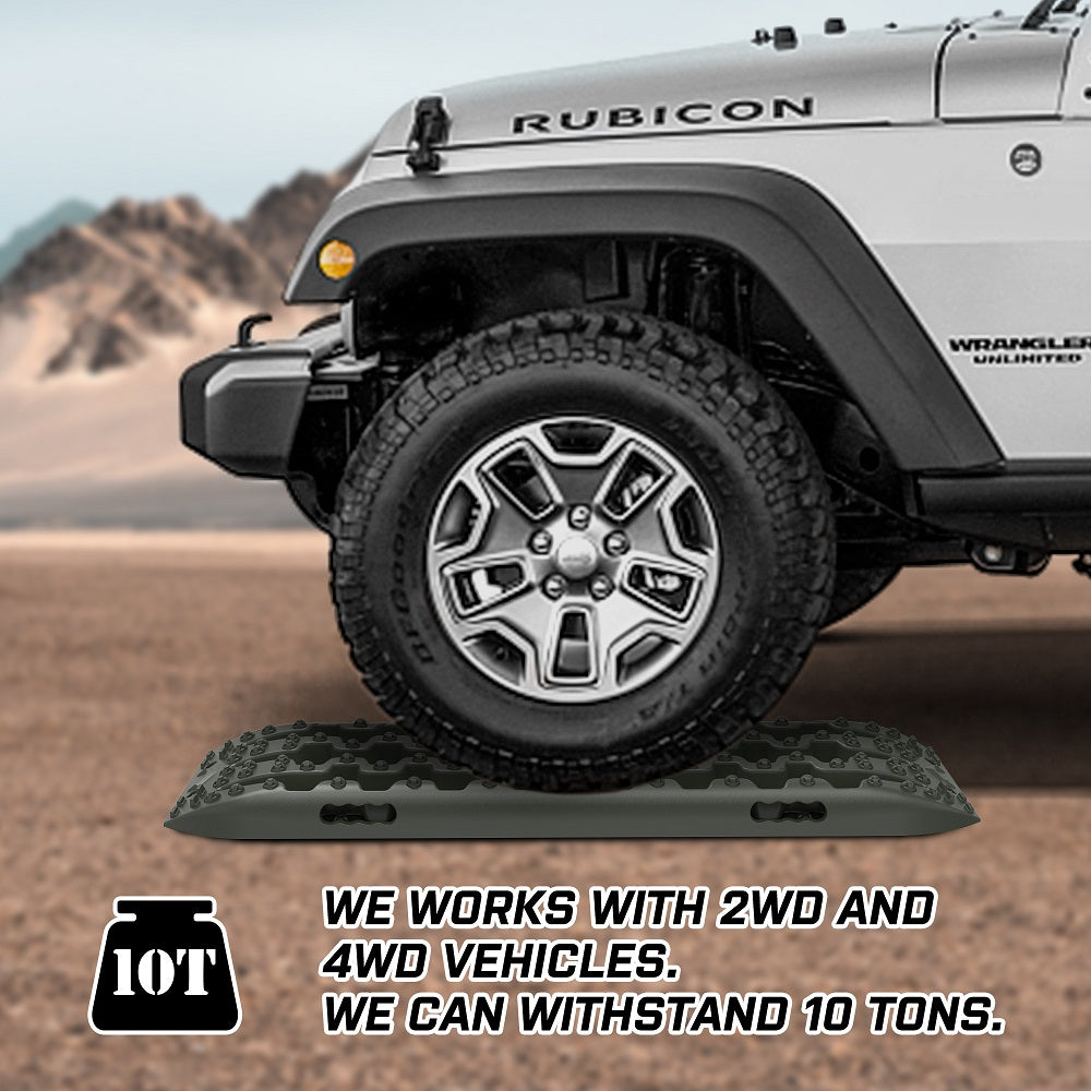 X-BULL Recovery tracks / Sand tracks / Mud tracks / Off Road 4WD 4x4 Car 2 Pairs Gen 3.0 - Olive 5