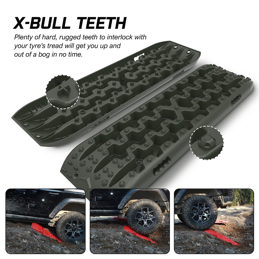 X-BULL Recovery tracks / Sand tracks / Mud tracks / Off Road 4WD 4x4 Car 2 Pairs Gen 3.0 - Olive 7