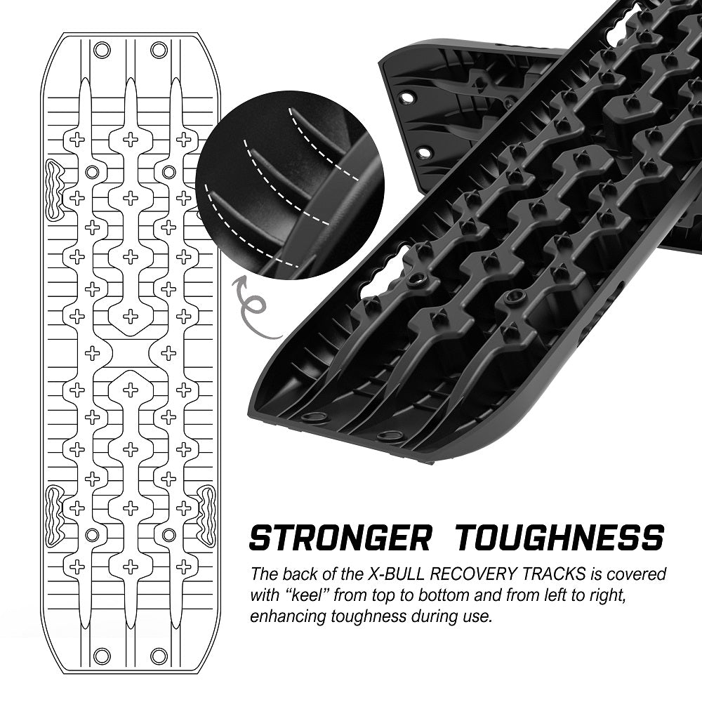X-BULL Recovery tracks / Sand tracks / Mud tracks / Off Road 4WD 4x4 Car 2 Pairs Gen 3.0 - Black 7