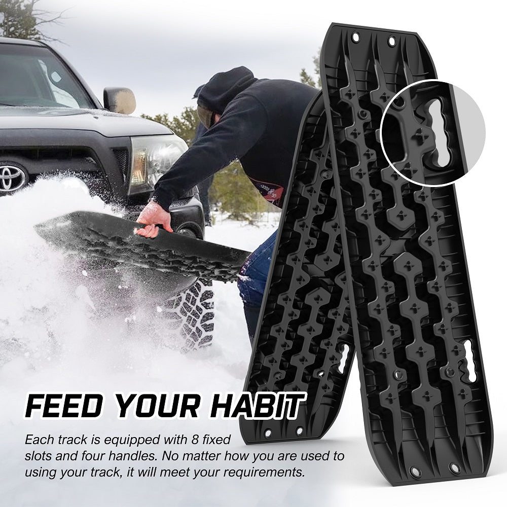 X-BULL Recovery tracks / Sand tracks / Mud tracks / Off Road 4WD 4x4 Car 2 Pairs Gen 3.0 - Black 8