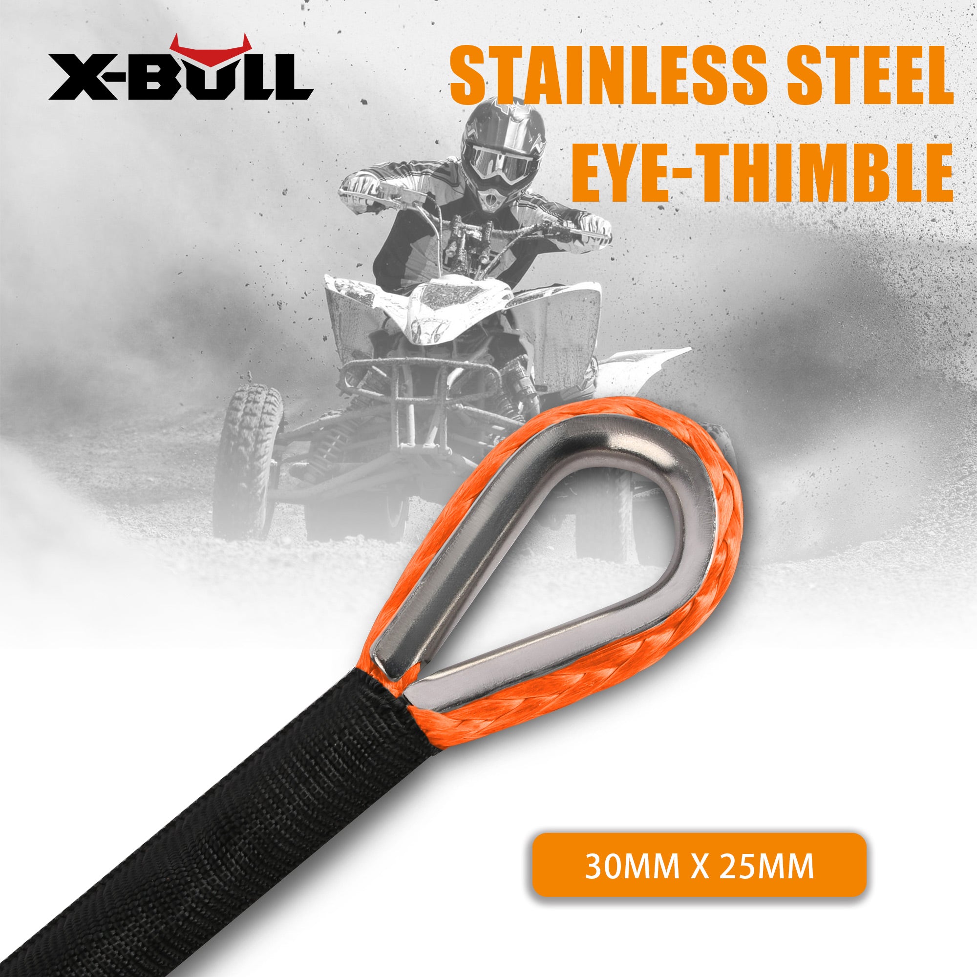 X-BULL Dyneema Synthetic Rope Winch Cable SK75 5.5MM x 13M Car Tow Recovery Strap 4