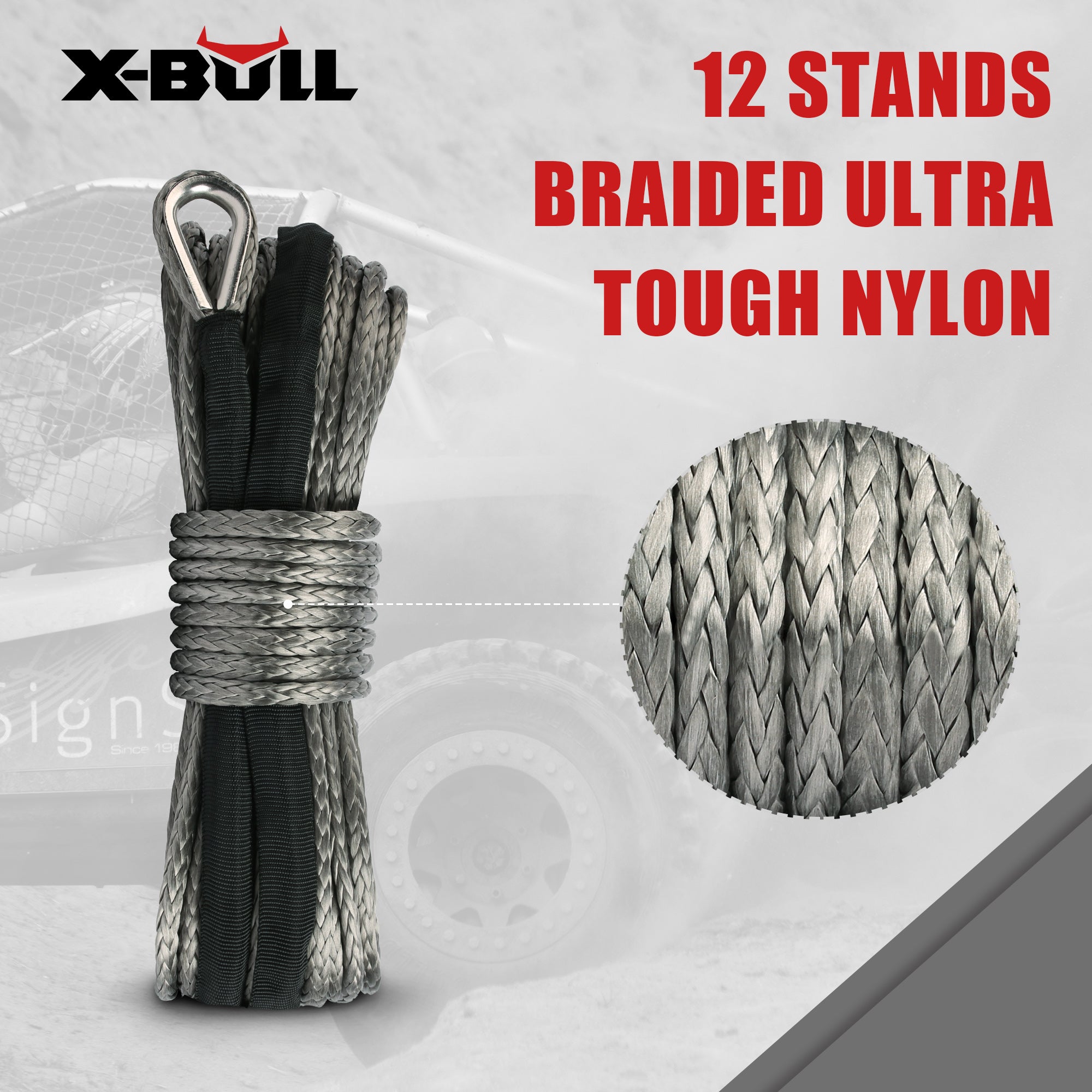 X-BULL Synthetic Dyneem Rope 5.5MM x 13M SK75 Car Tow Recovery Winch Cable Line 4