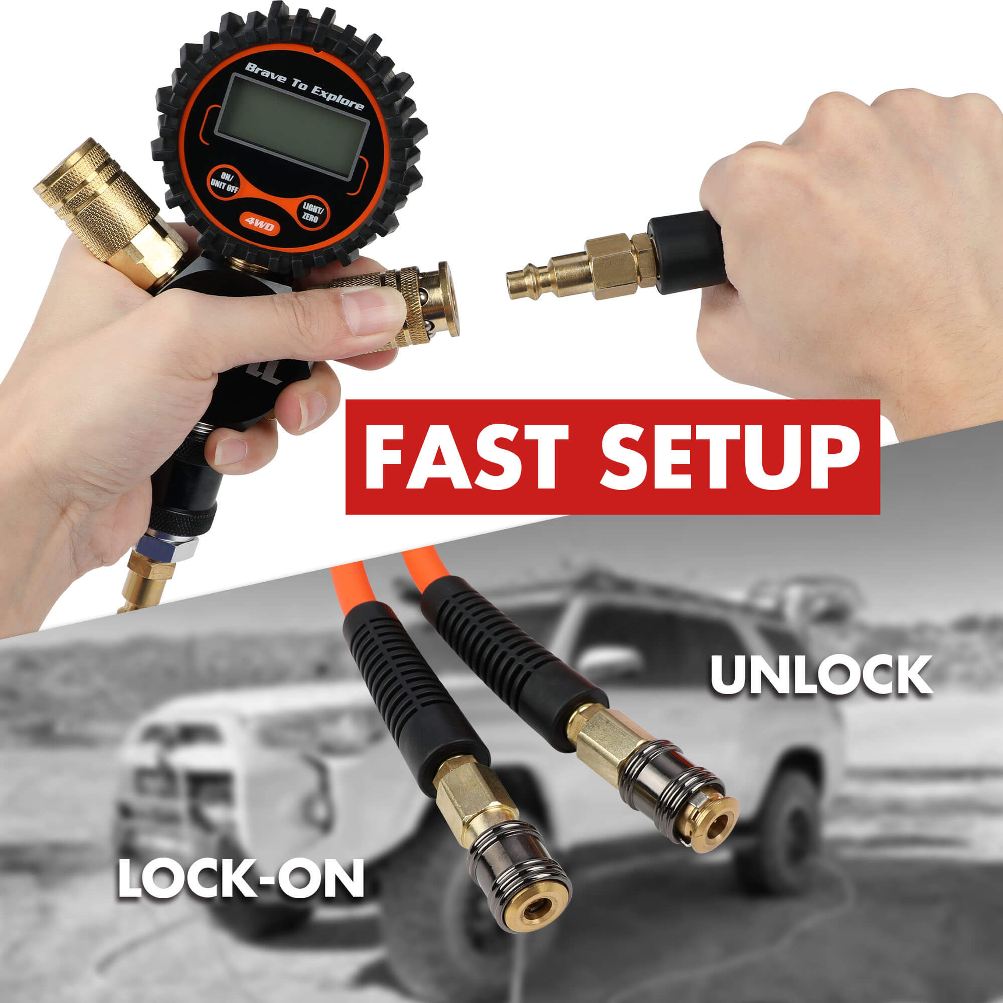 X-BULL Indeflate Digital 4 Hose 4 Tire Inflation Deflation System Equalizer 4