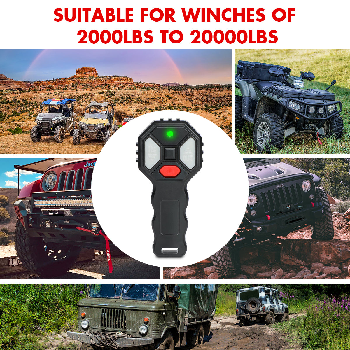 X-BULL 2x Wireless Winch Remote Control 12 Volt Handset Switch 150ft 4WD 3