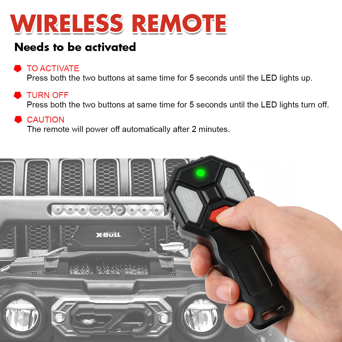 X-BULL 2x Wireless Winch Remote Control 12 Volt Handset Switch 150ft 4WD 9