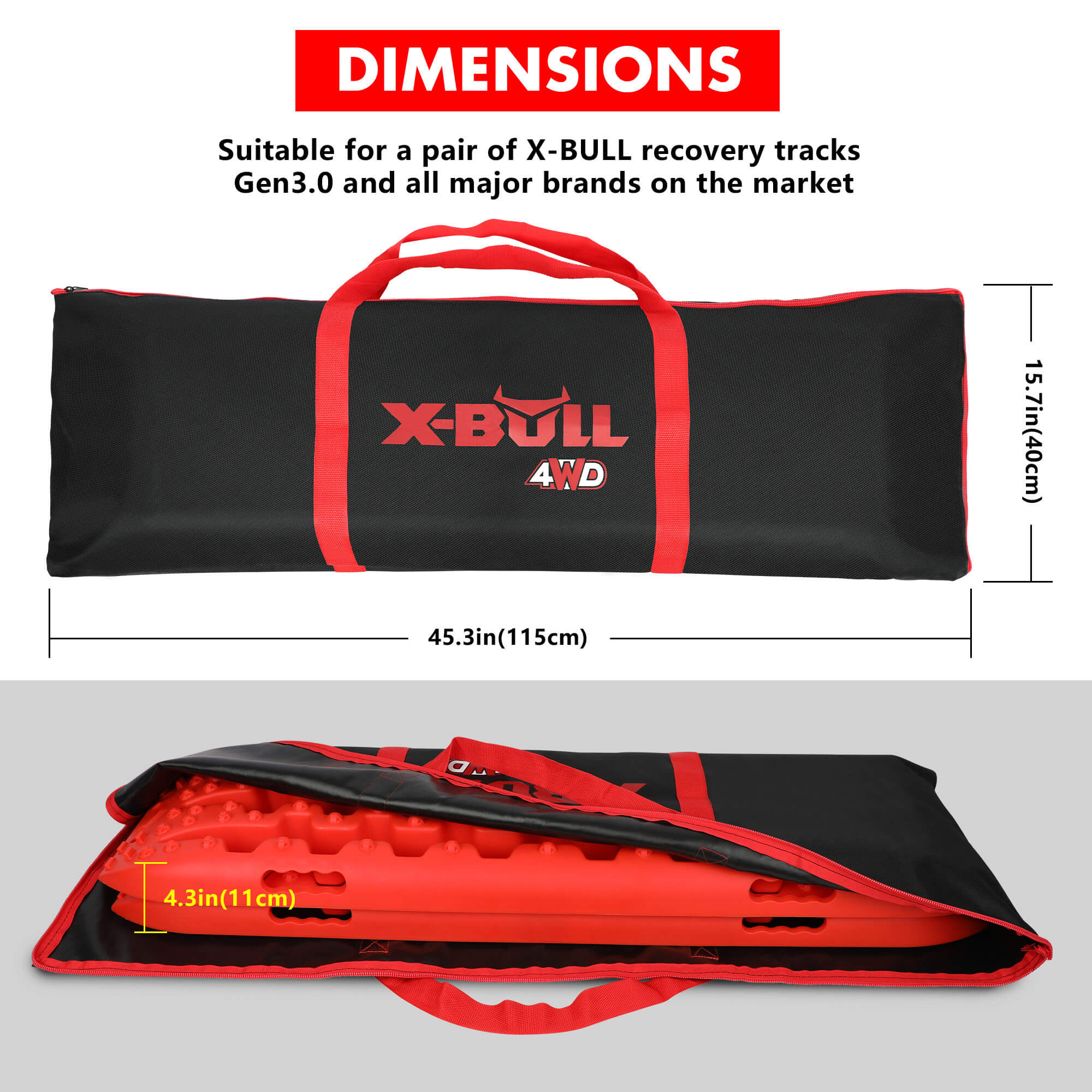X-BULL Recovery tracks Carry Bag 4x4 Extraction Tred Bag Black 3