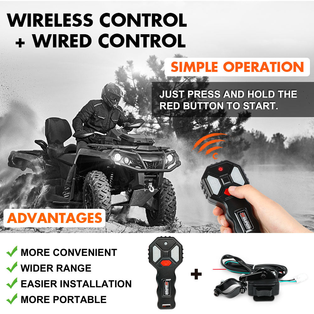 ZESUPER 12V Electric Winch 2500lbs Synthetic Rope Wireless Remote ATV UTV BOAT 7