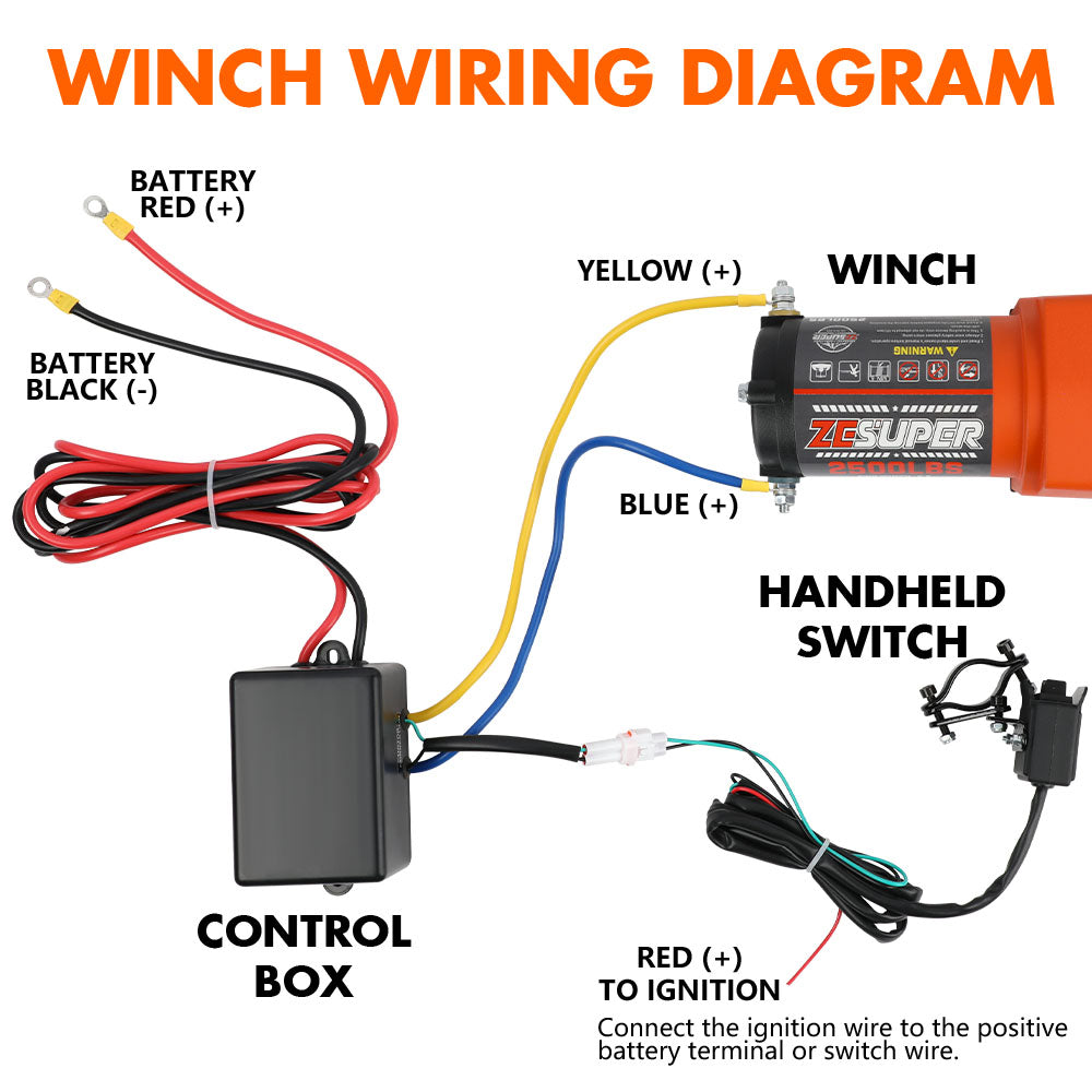 ZESUPER 12V Electric Winch 2500lbs Synthetic Rope Wireless Remote ATV UTV BOAT 8