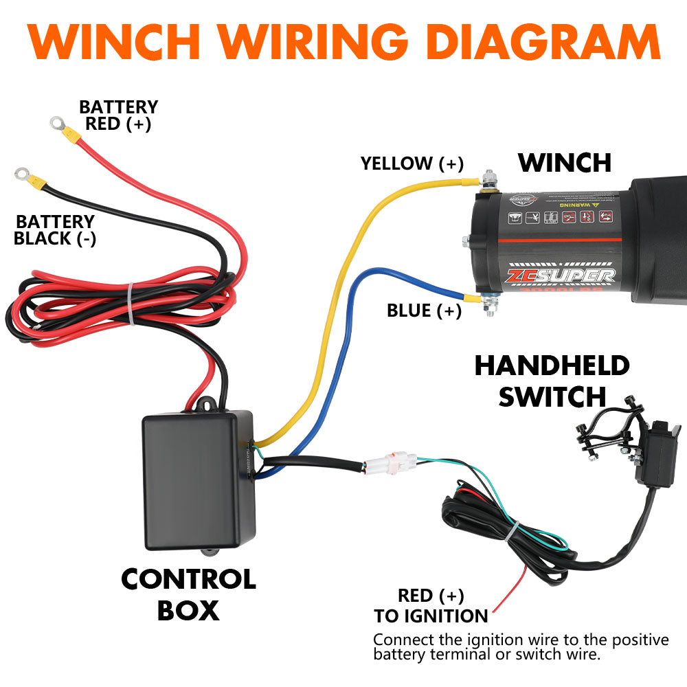 ZESUPER 12V Electric Winch 3000lbs Synthetic Rope Wireless Remote ATV UTV BOAT 5