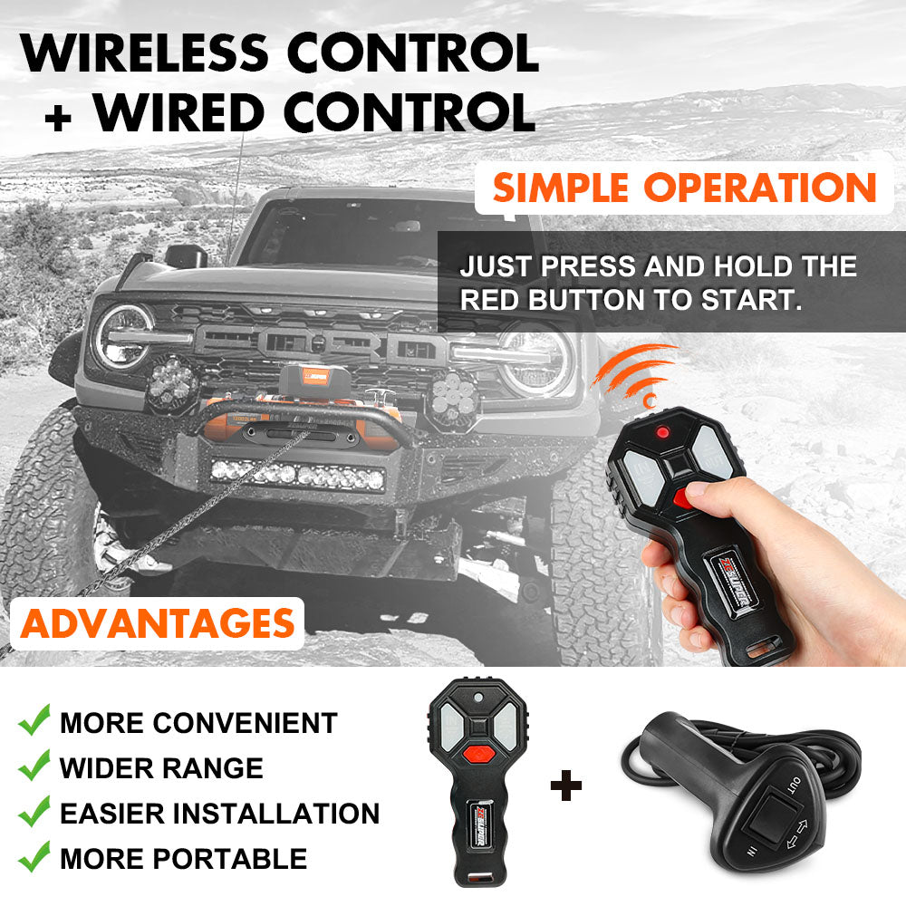 ZESUPER 12V Electric Winch 14500lbs Synthetic Rope Wireless Remote ATV UTV 4WD 8