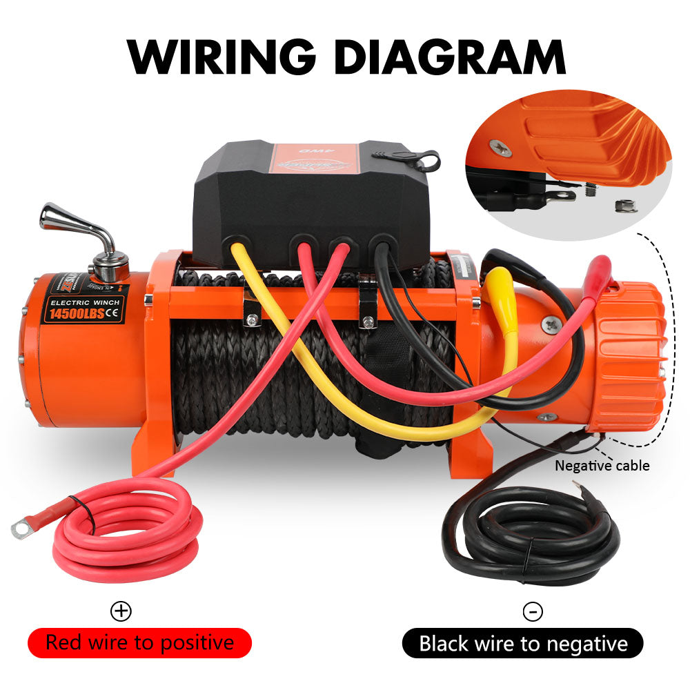 ZESUPER 12V Electric Winch 14500lbs Synthetic Rope Wireless Remote ATV UTV 4WD 9