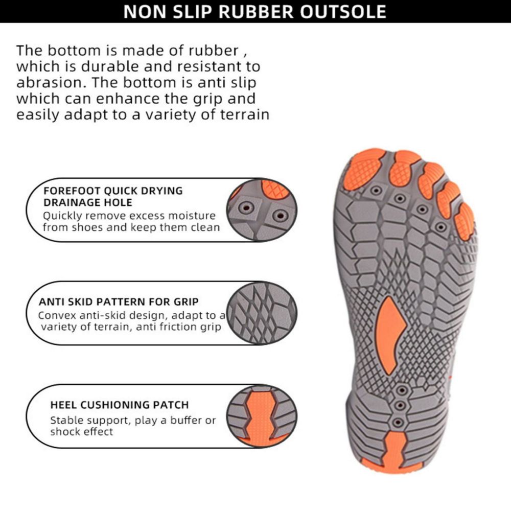 Men Women Water Shoes Barefoot Quick Dry Aqua Sports Shoes - Grey Size EU43 = US8.5 3
