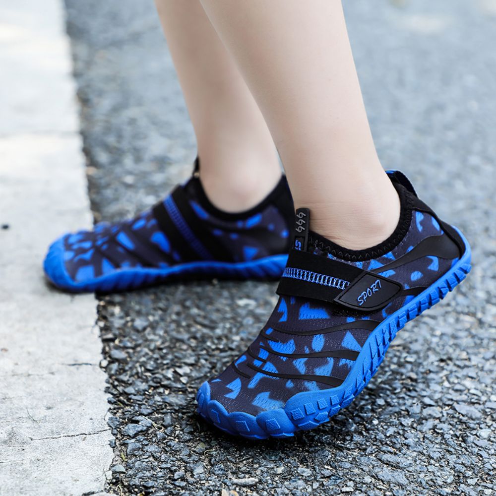 Kids Water Shoes Barefoot Quick Dry Aqua Sports Shoes Boys Girls (Pattern Printed) - Blue Size Bigkid US2=EU32 5