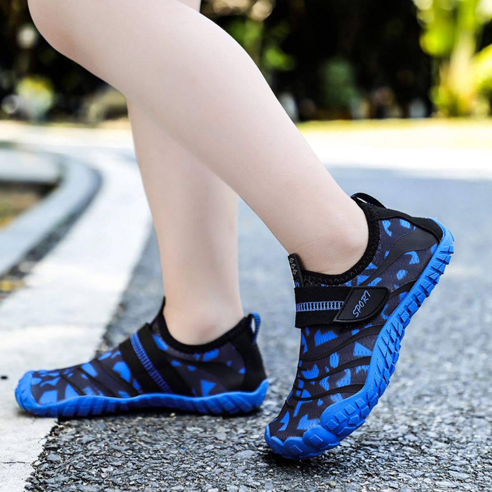 Kids Water Shoes Barefoot Quick Dry Aqua Sports Shoes Boys Girls (Pattern Printed) - Blue Size Bigkid US5.5 = EU37 6