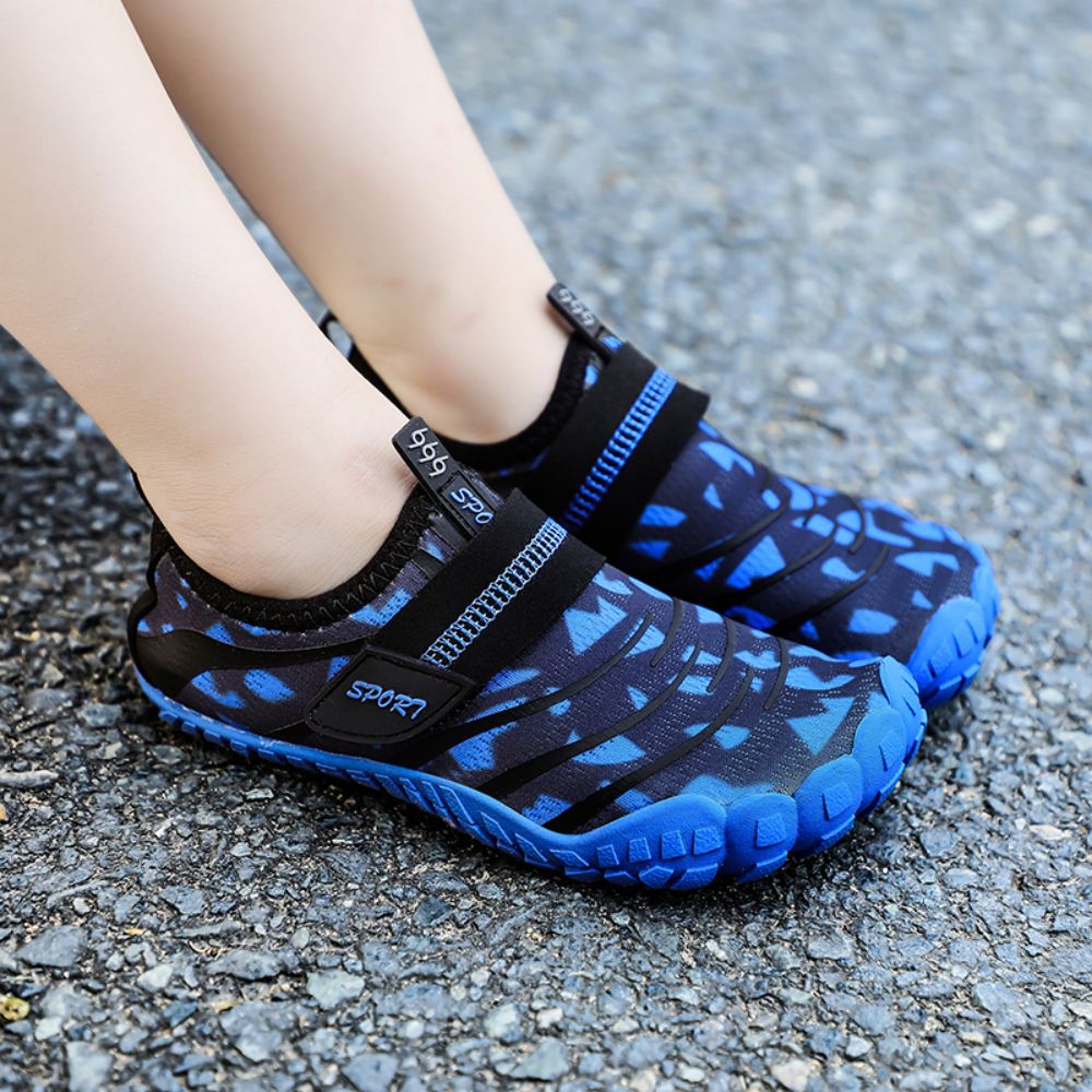 Kids Water Shoes Barefoot Quick Dry Aqua Sports Shoes Boys Girls (Pattern Printed) - Blue Size Bigkid US5.5 = EU37 7