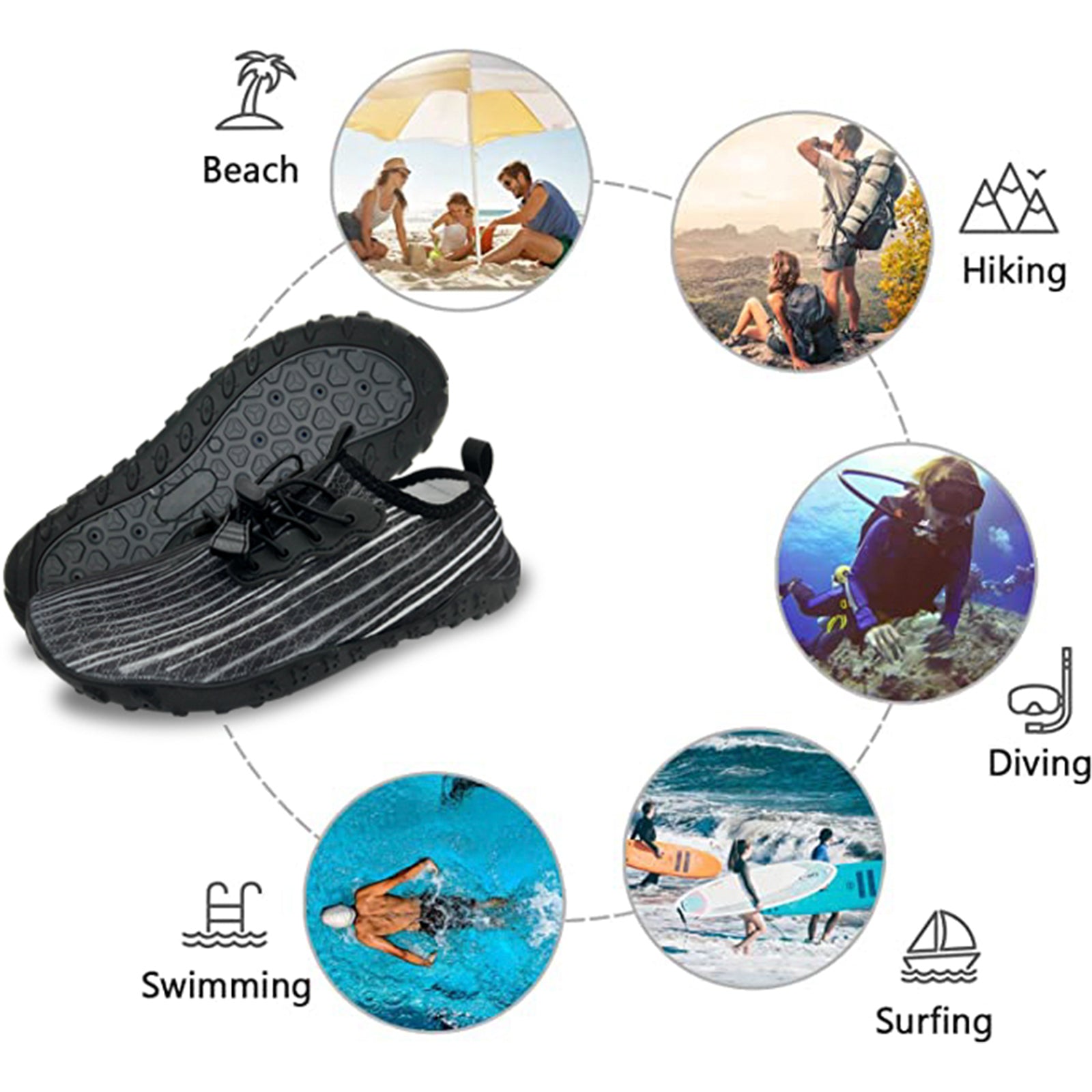 Water Shoes for Men and Women Soft Breathable Slip-on Aqua Shoes Aqua Socks for Swim Beach Pool Surf Yoga (Black Size US 12) 7