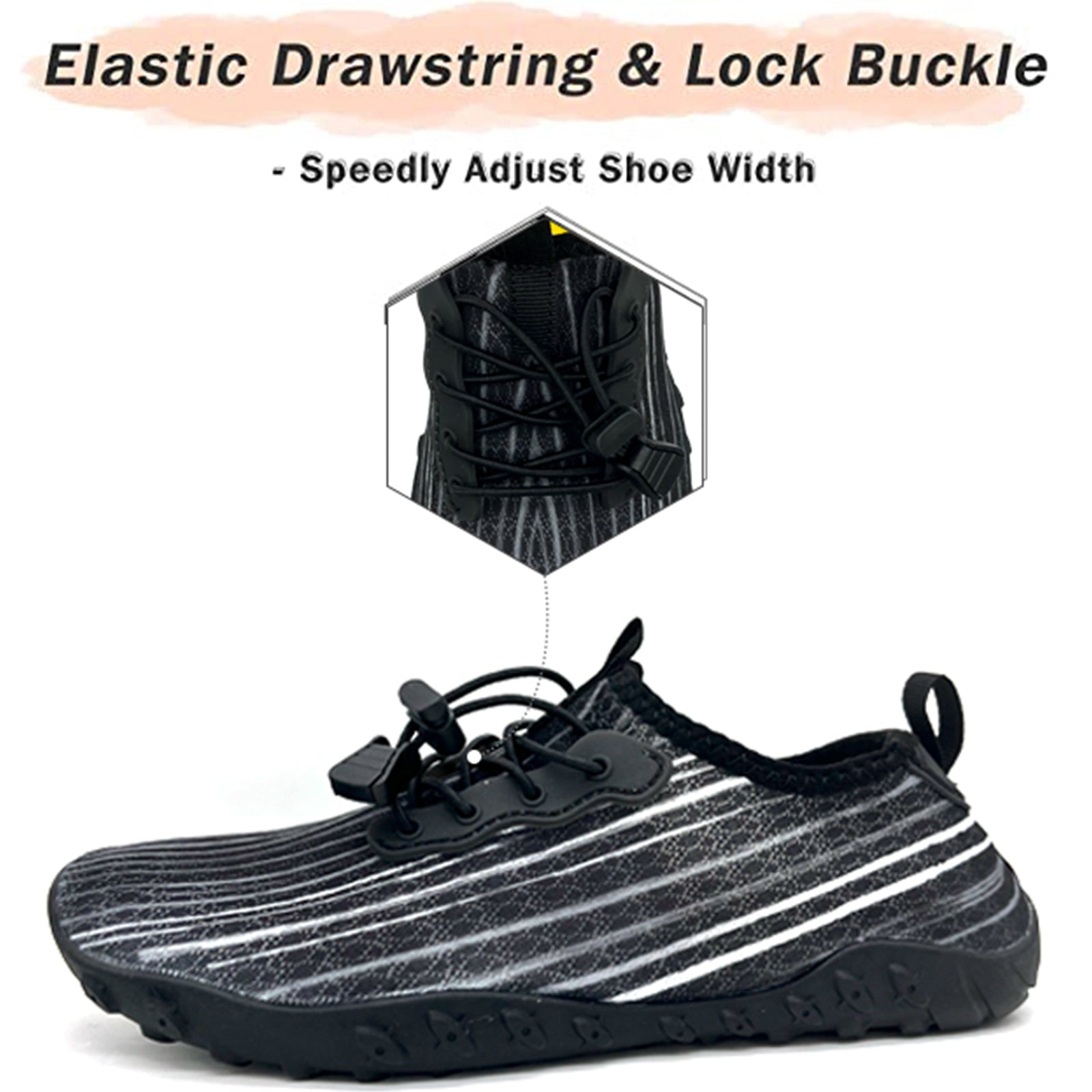 Water Shoes for Men and Women Soft Breathable Slip-on Aqua Shoes Aqua Socks for Swim Beach Pool Surf Yoga (Black Size US 9.5) 3