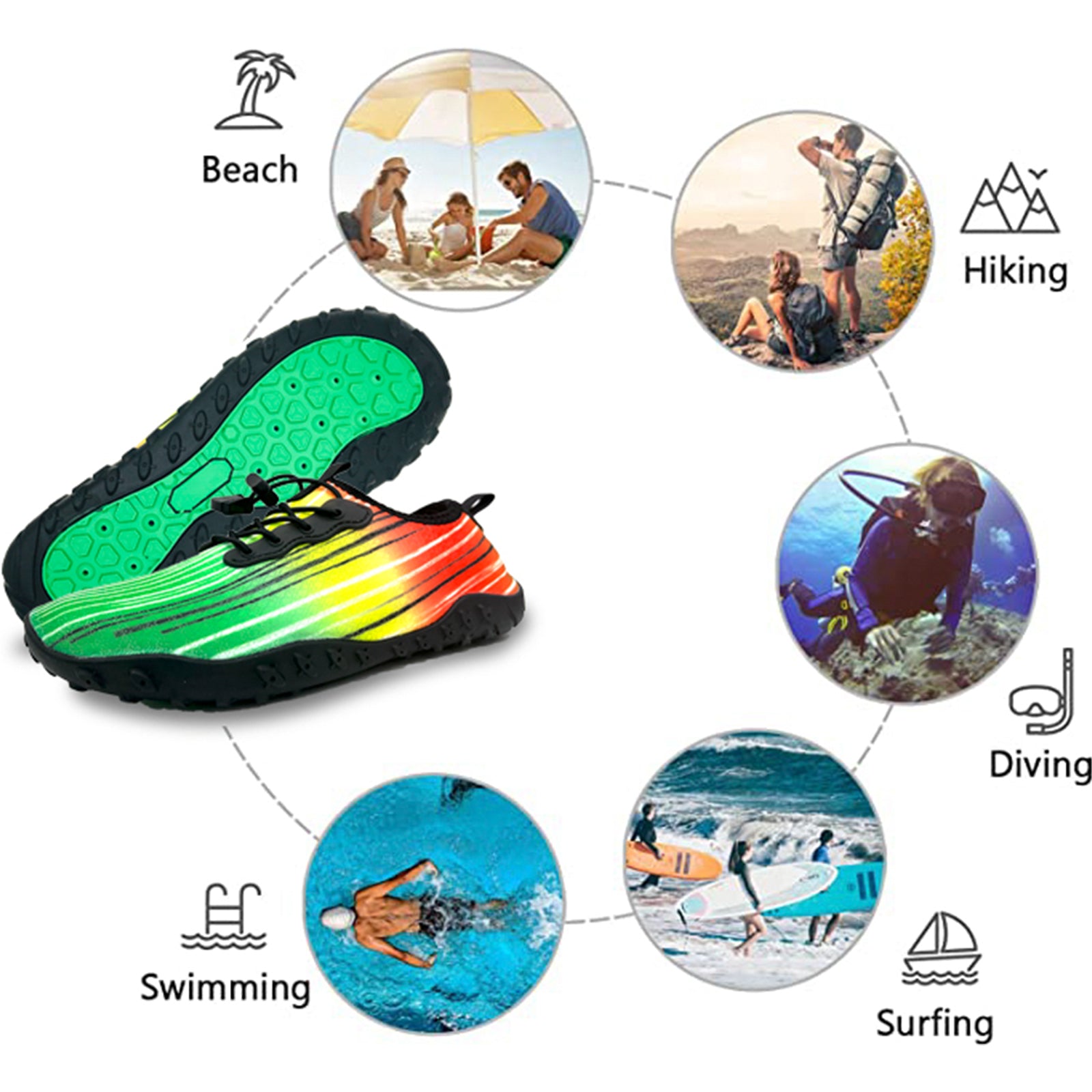 Water Shoes for Men and Women Soft Breathable Slip-on Aqua Shoes Aqua Socks for Swim Beach Pool Surf Yoga (Green Size US 9.5) 7