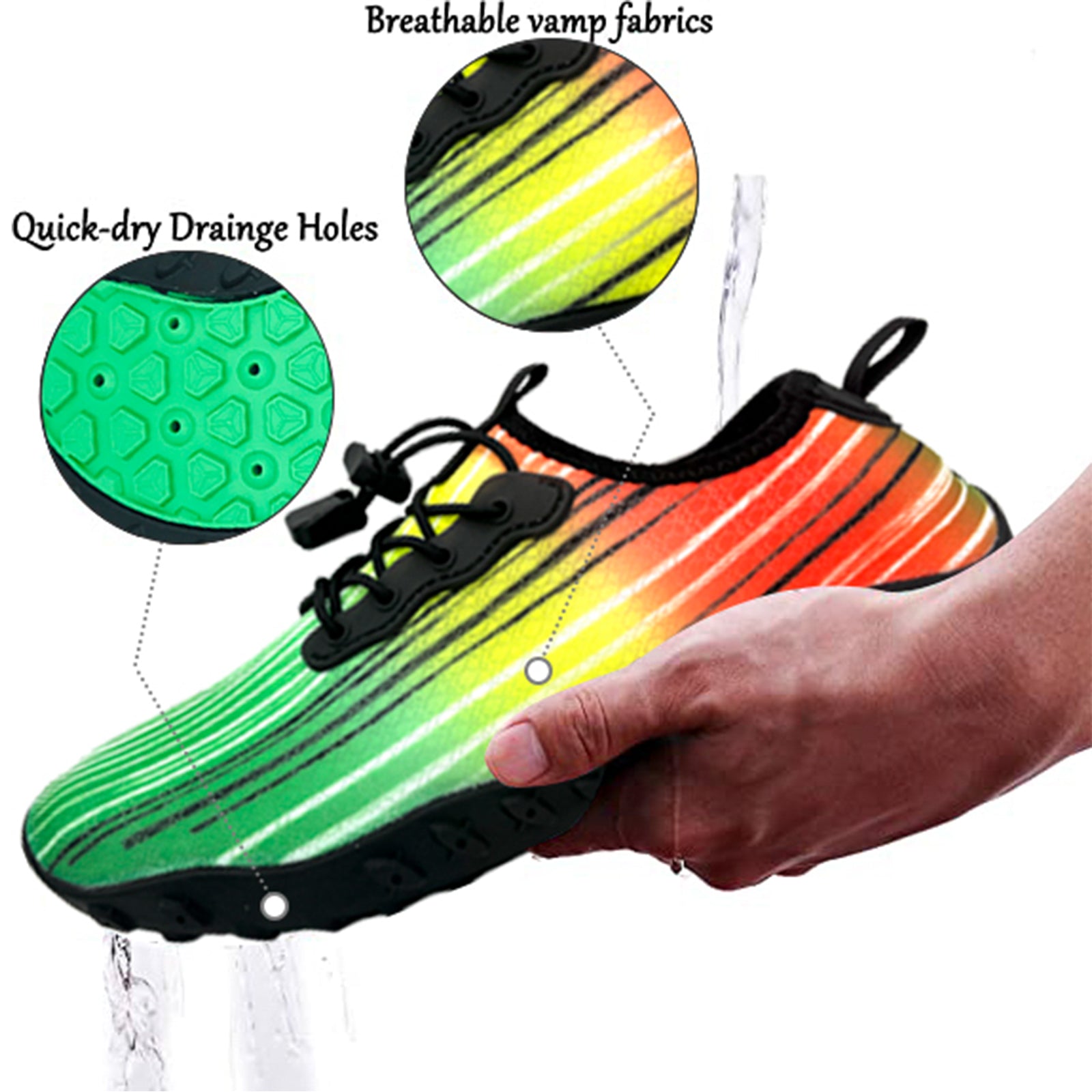 Water Shoes for Men and Women Soft Breathable Slip-on Aqua Shoes Aqua Socks for Swim Beach Pool Surf Yoga (Green Size US 9.5) 4