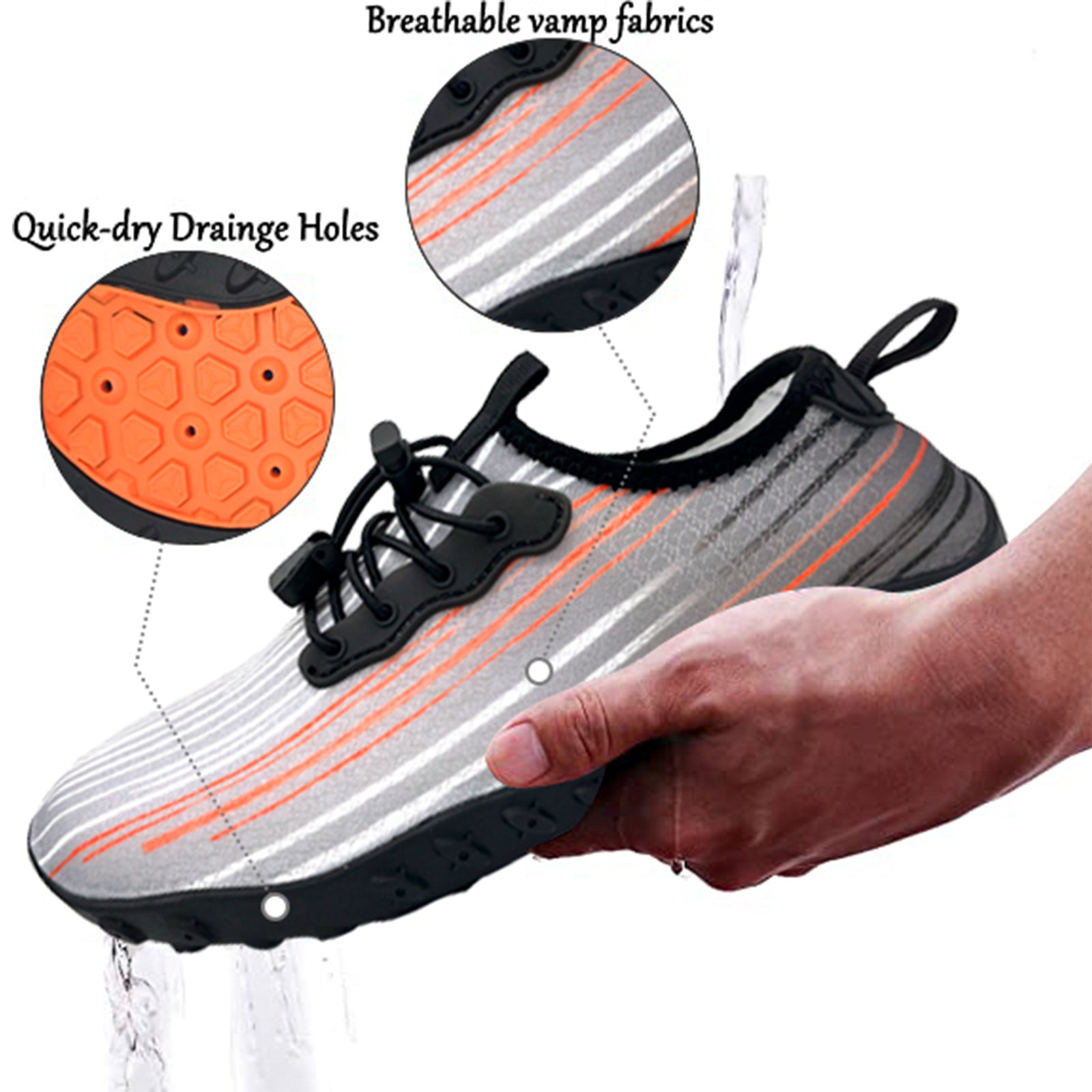Water Shoes for Men and Women Soft Breathable Slip-on Aqua Shoes Aqua Socks for Swim Beach Pool Surf Yoga (Grey Size US 12) 4