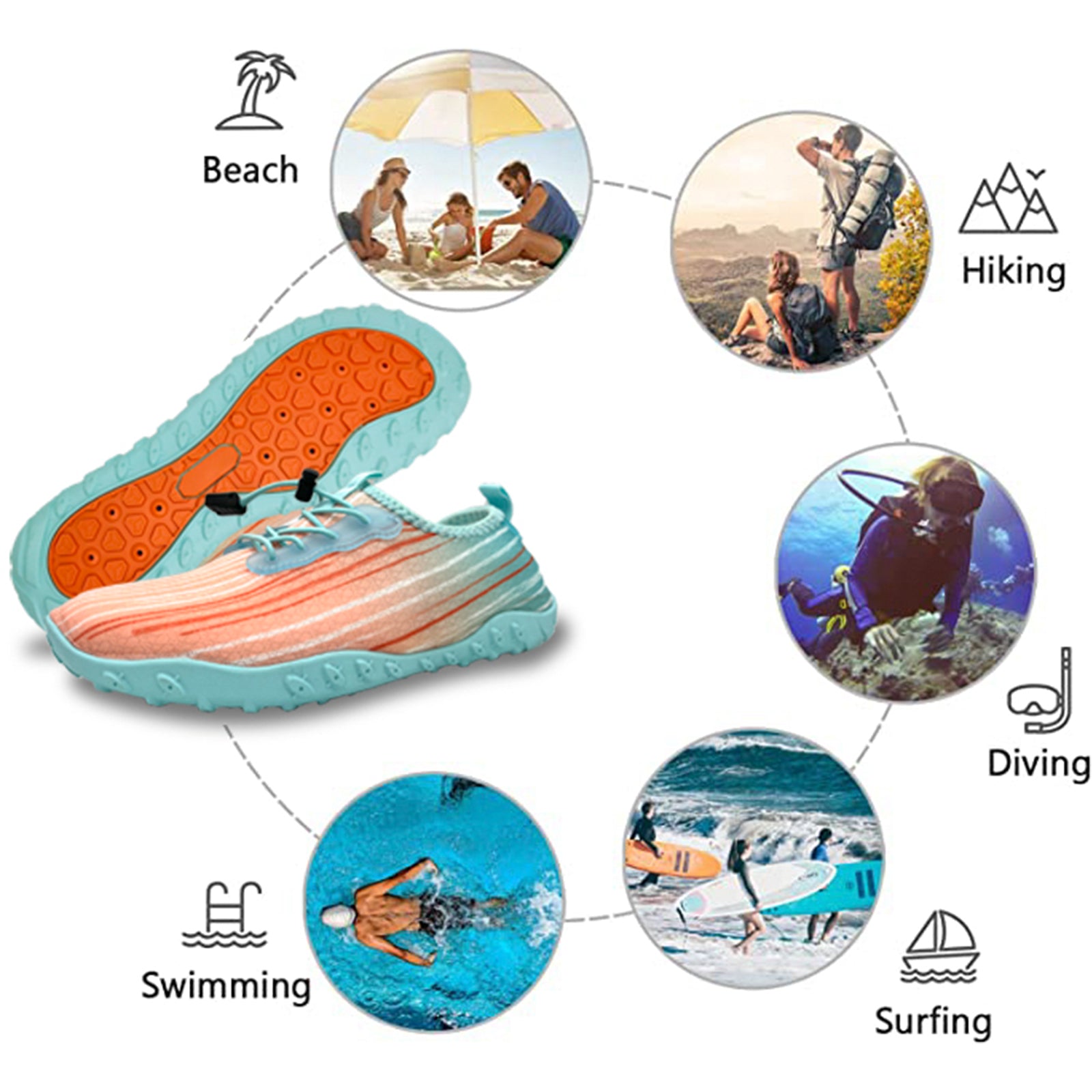 Water Shoes for Men and Women Soft Breathable Slip-on Aqua Shoes Aqua Socks for Swim Beach Pool Surf Yoga (Orange Size US 10.5) 7