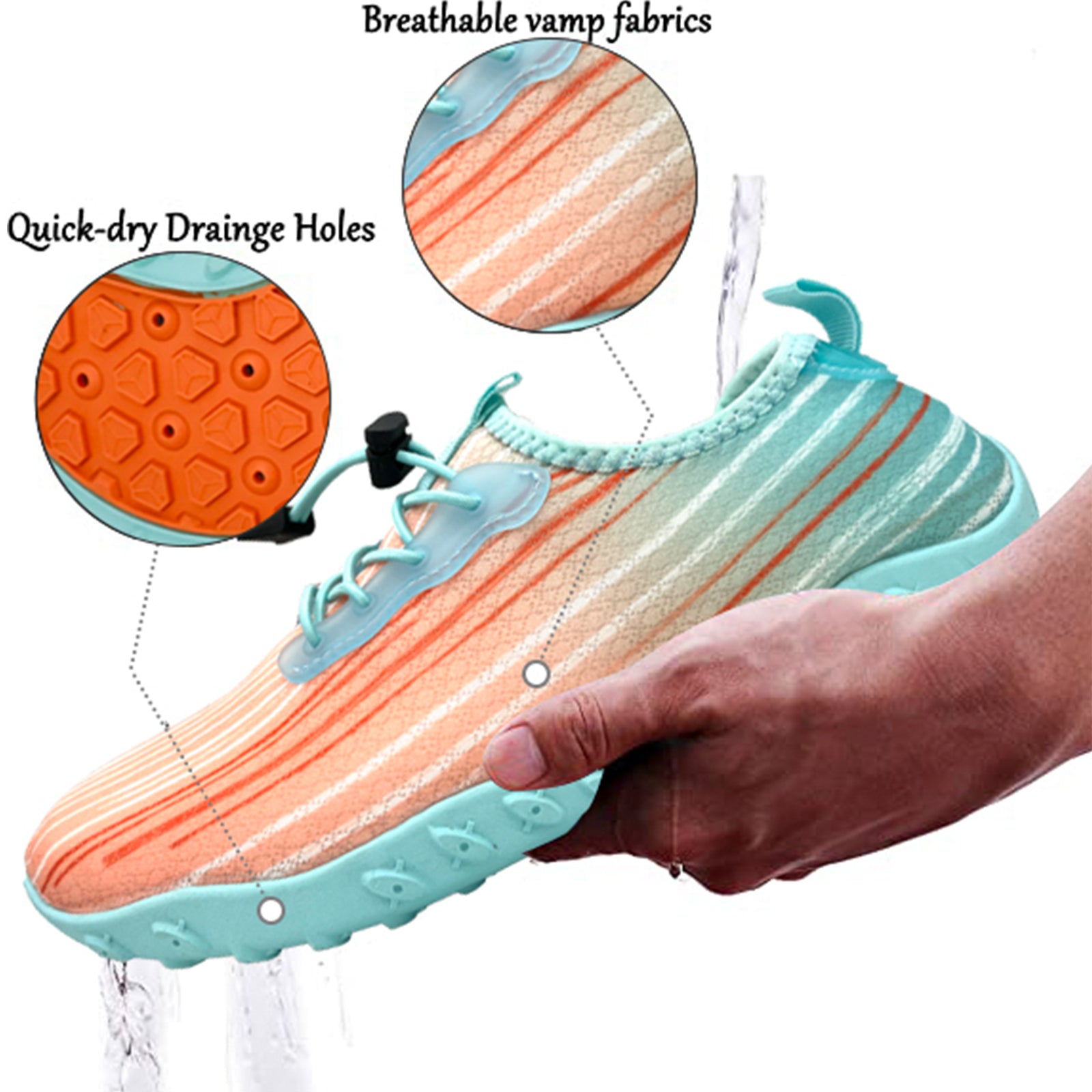 Water Shoes for Men and Women Soft Breathable Slip-on Aqua Shoes Aqua Socks for Swim Beach Pool Surf Yoga (Orange Size US 12) 4