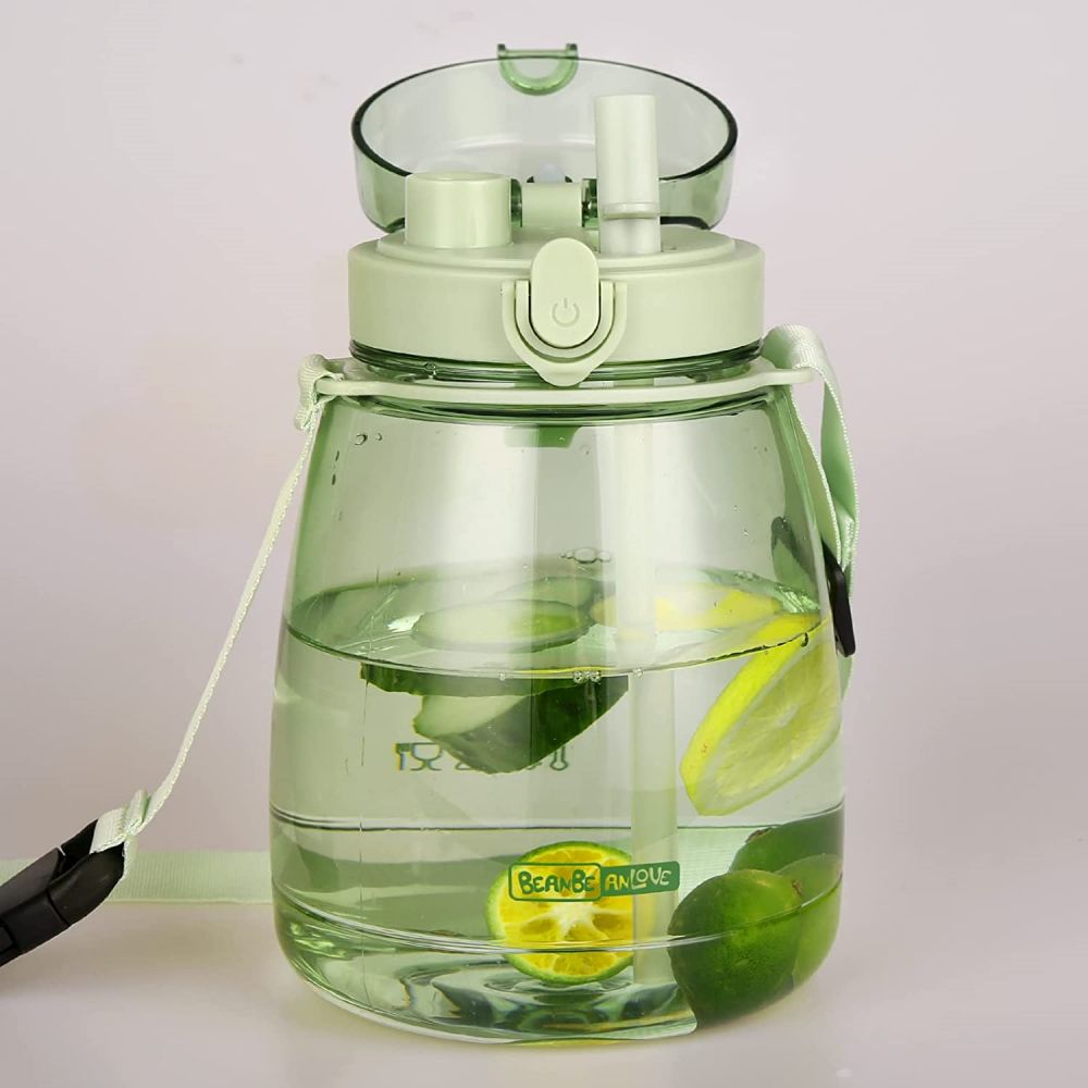 Clear Large Water Bottle Water Jug with Adjustable Shoulder Strap - Green 6