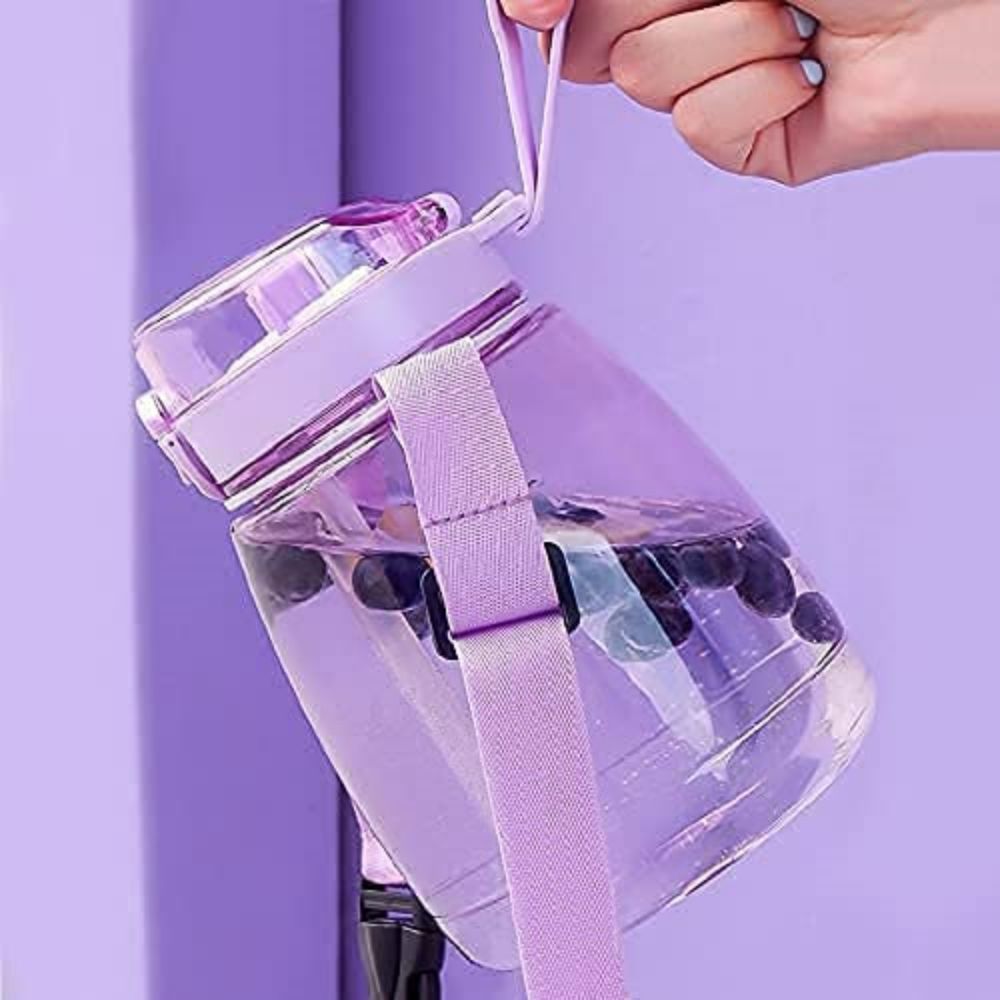Clear Large Water Bottle Water Jug with Adjustable Shoulder Strap - Purple 6