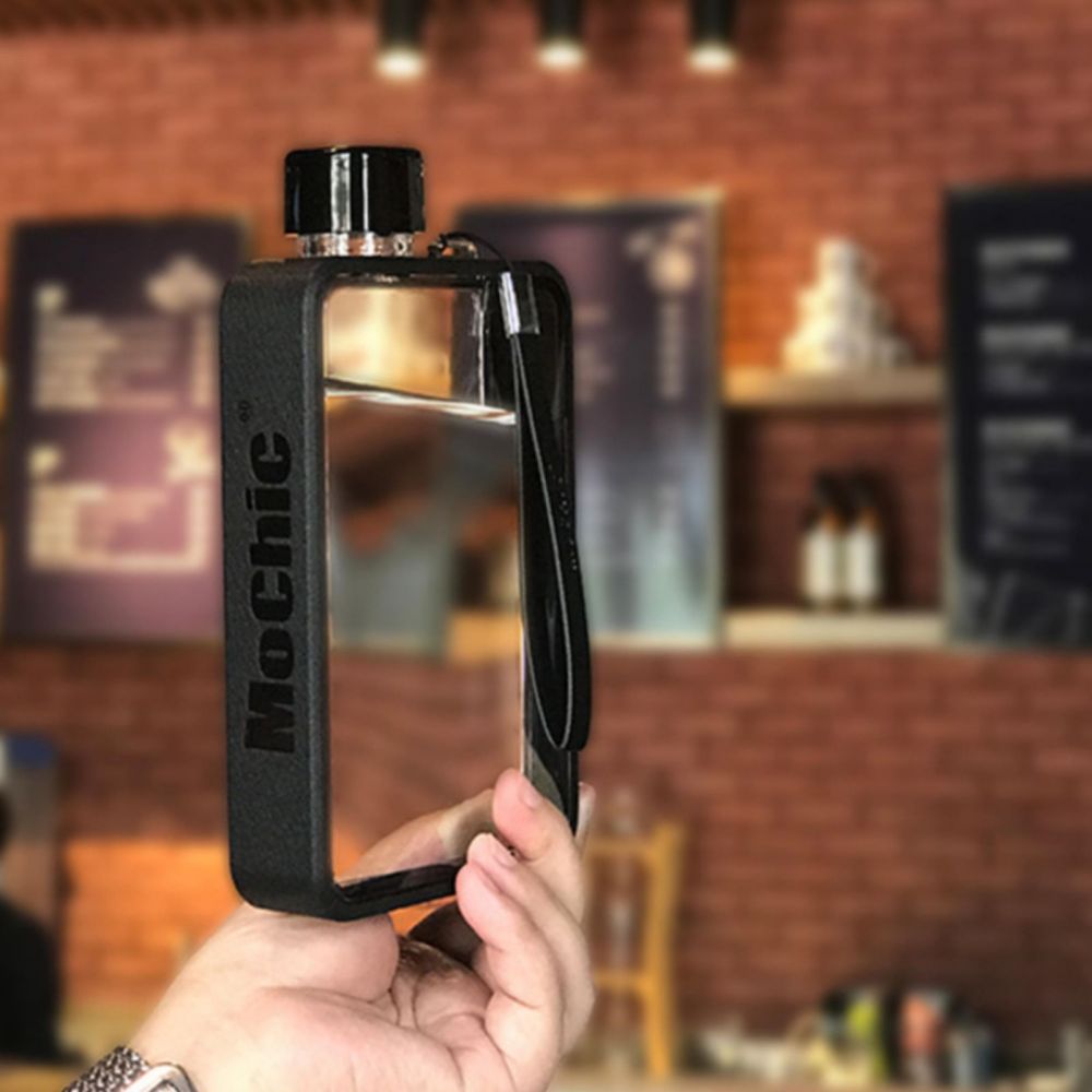 A5 Flat Water Bottle for Warm Drink ( Black ) 3