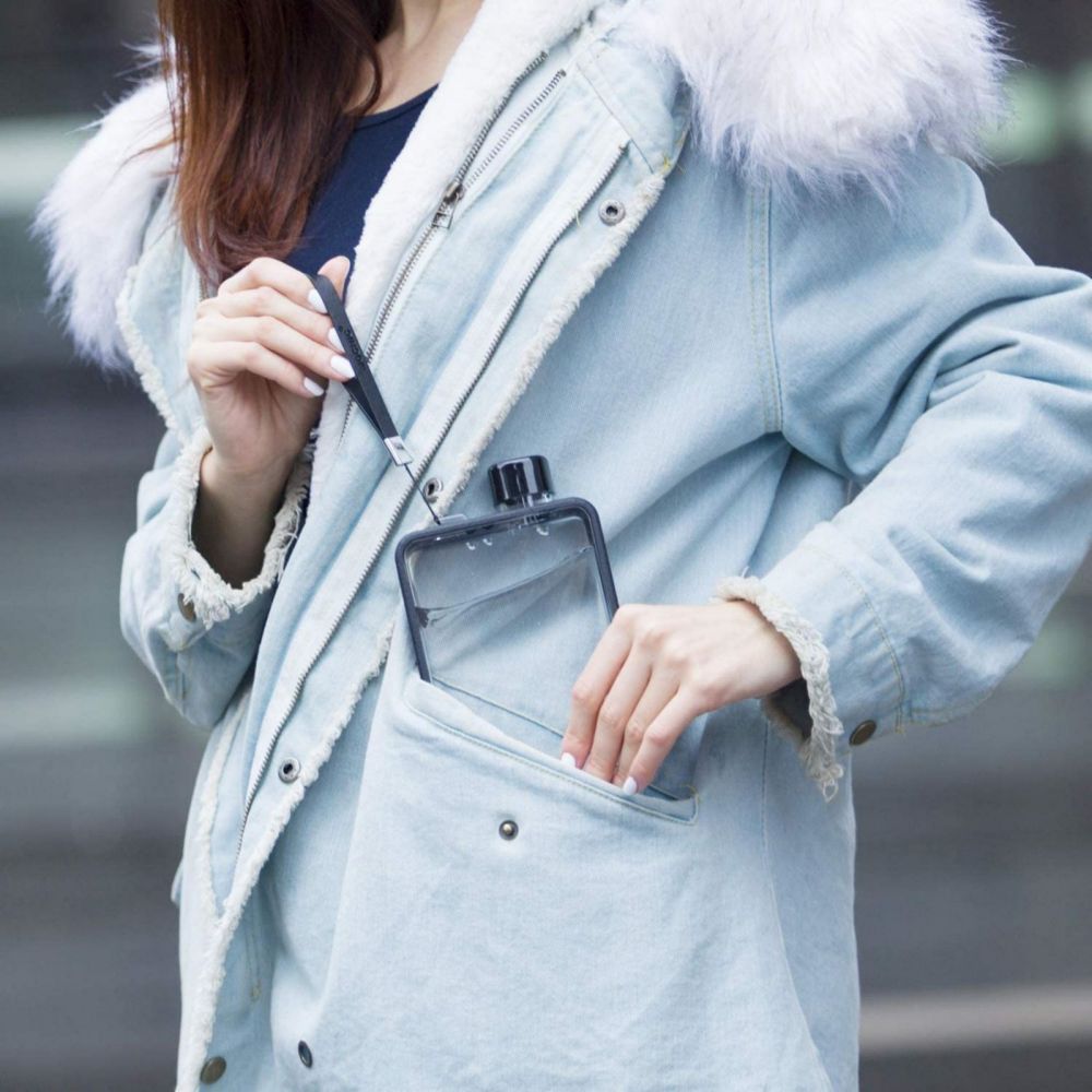 A5 Flat Water Bottle for Warm Drink ( Black ) 5