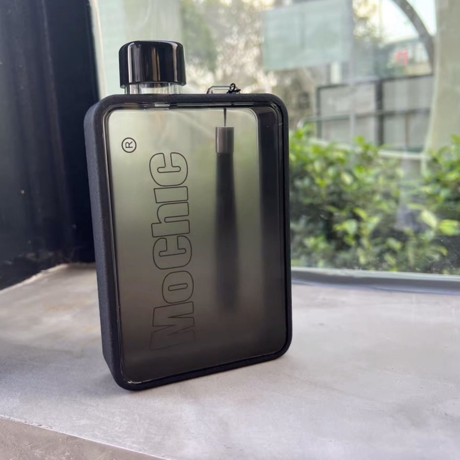 A5 Flat Water Bottle for Warm Drink ( Black ) 6