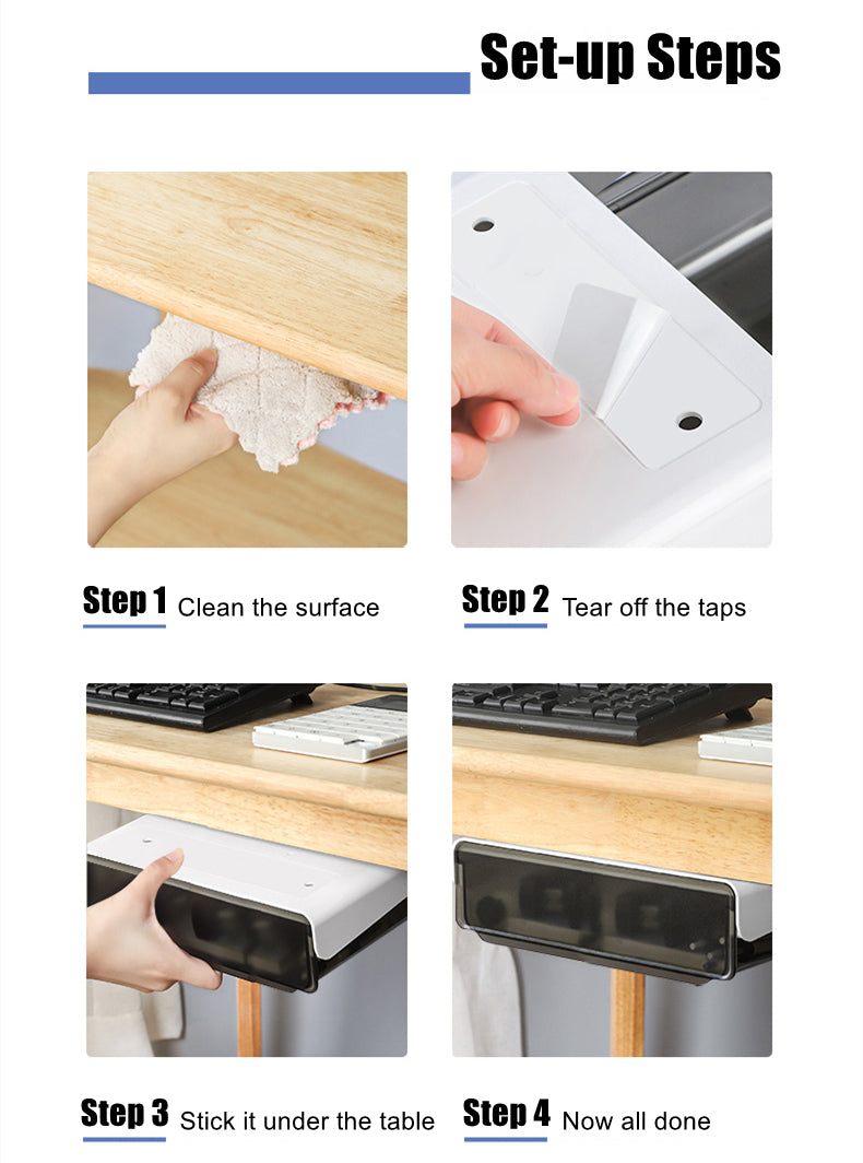 Under Desk Drawer Slide-out Large Office Organizers and Storage Drawers - Small Black 9