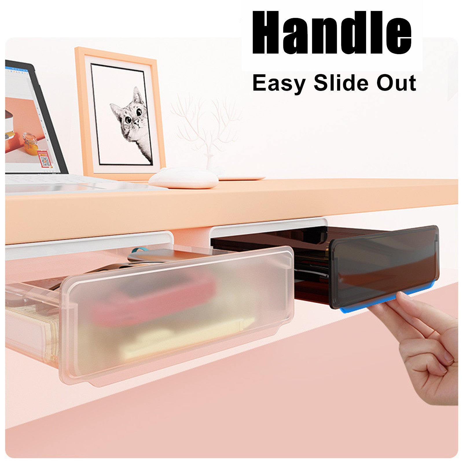 Under Desk Drawer Slide-out Large Office Organizers and Storage Drawers - Small Black 4