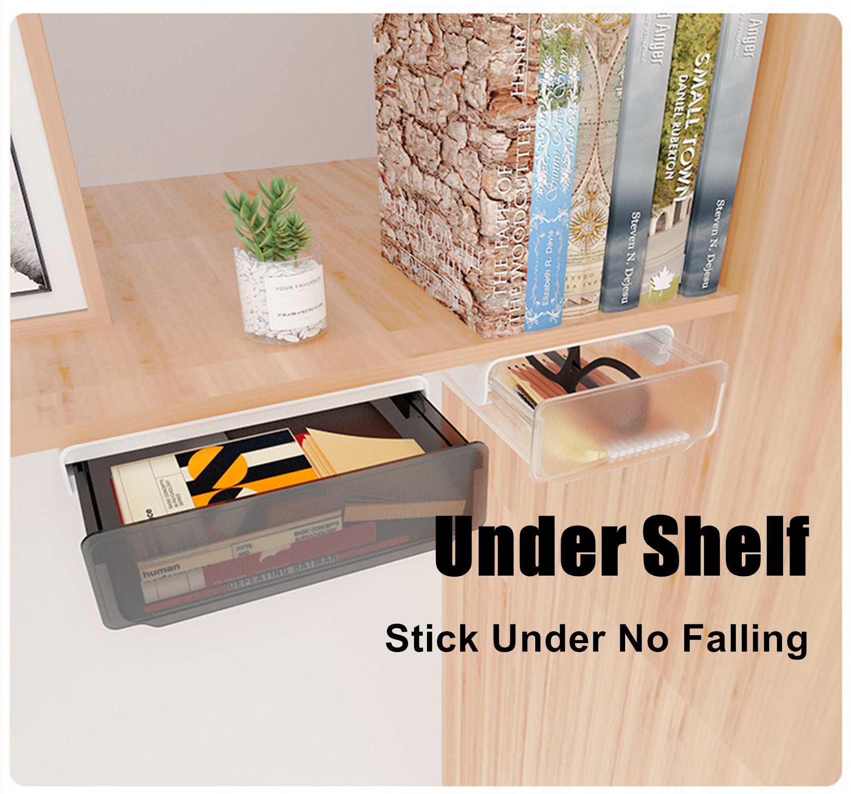 Under Desk Drawer Slide-out Large Office Organizers and Storage Drawers - Small Clear 4
