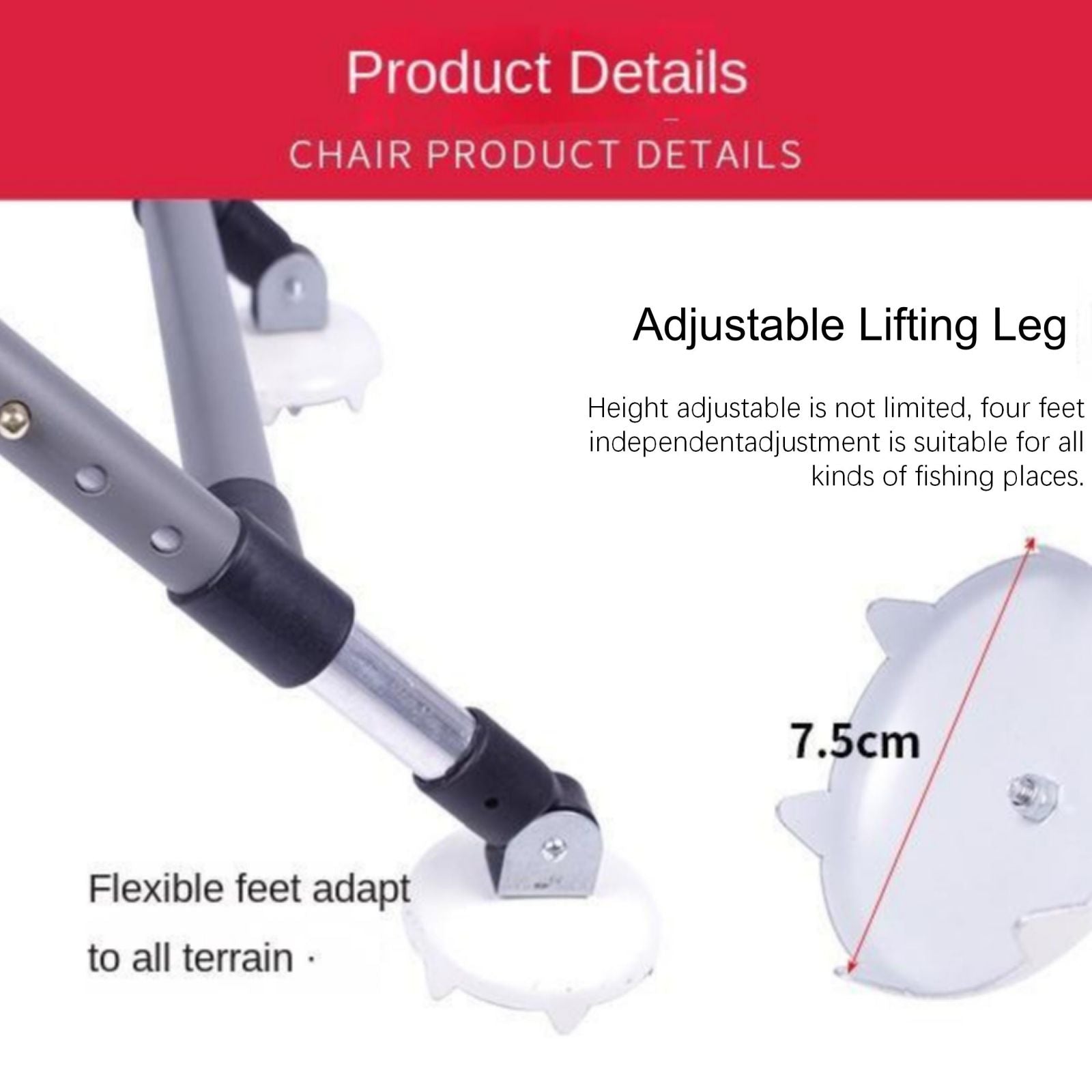 Fishing Chair With Aluminum Alloy For All-Terrains Portable Multifunctional Folding Adjustable Reclining Chair With Hind Legs 9