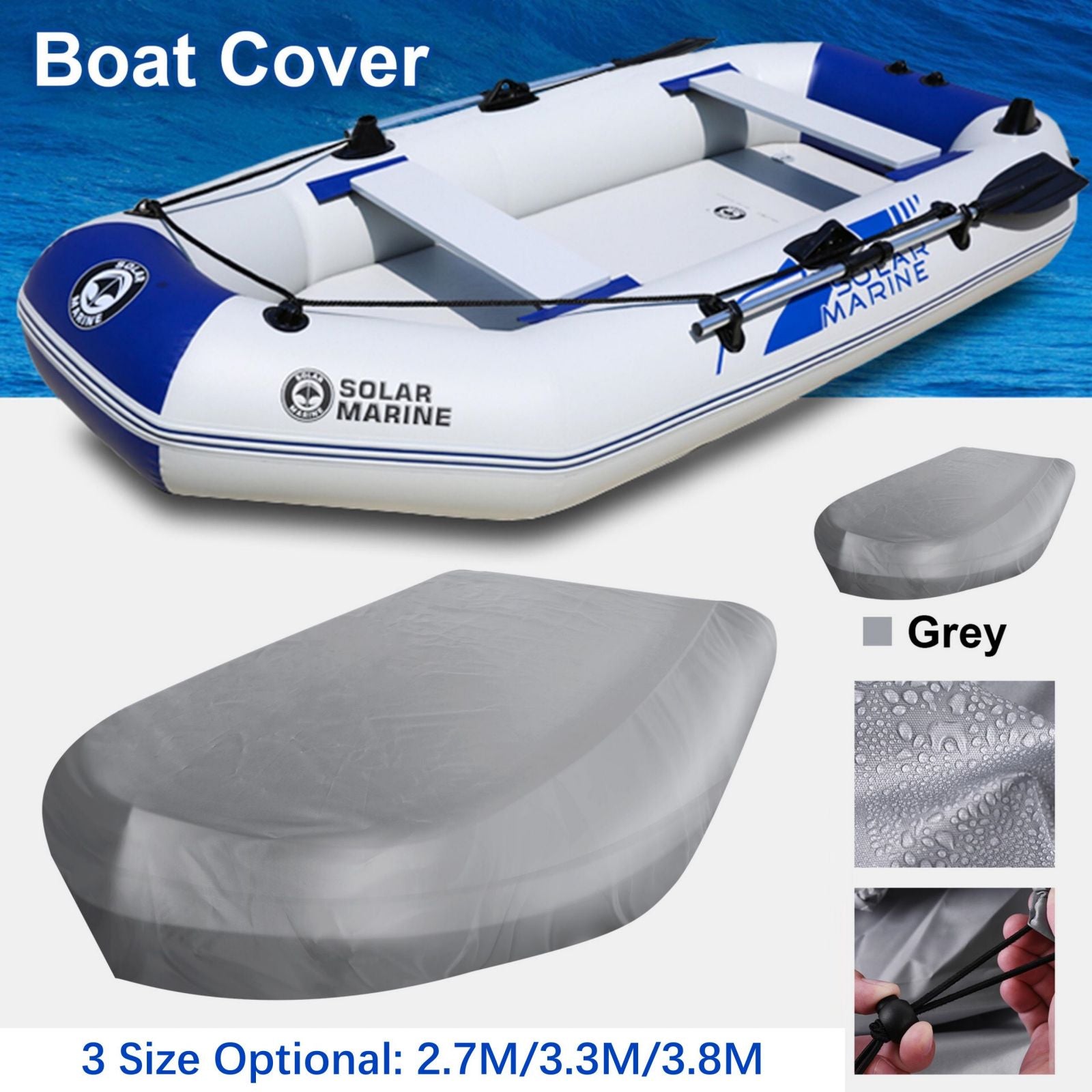 210D Inflatable Boat Cover UV Resistant Inflatable Dinghy Boat Cover Waterproof UV Sun Dust Protective Case Kayak Oxford Cloth Cover ( 270 cm ) 3