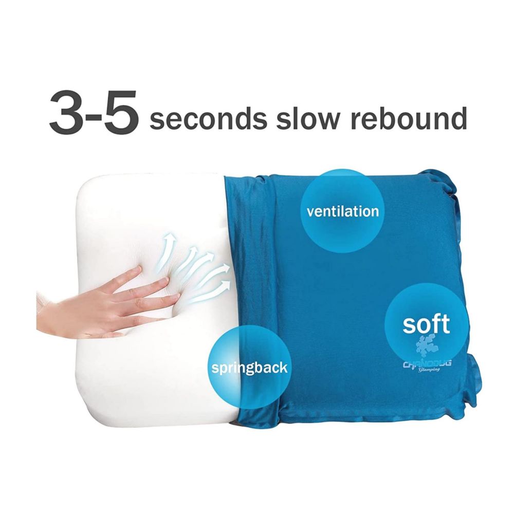 Self Inflating Camping Pillow with Ergonomic 4D Support - Blue 4