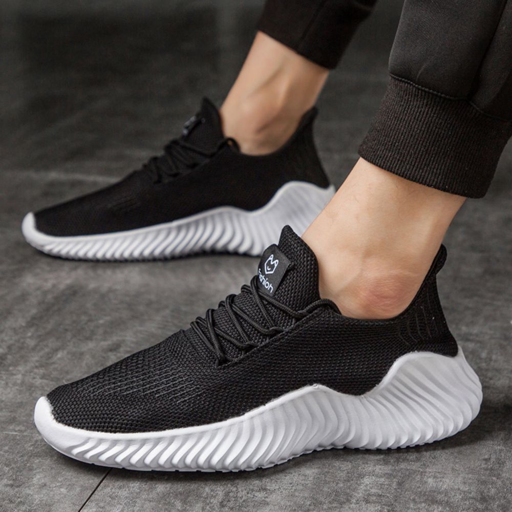 Men's Sneakers Outdoor Road Shoes Breathable Lightweight Non-slip ( Black Size US11.5=US47 ) 4