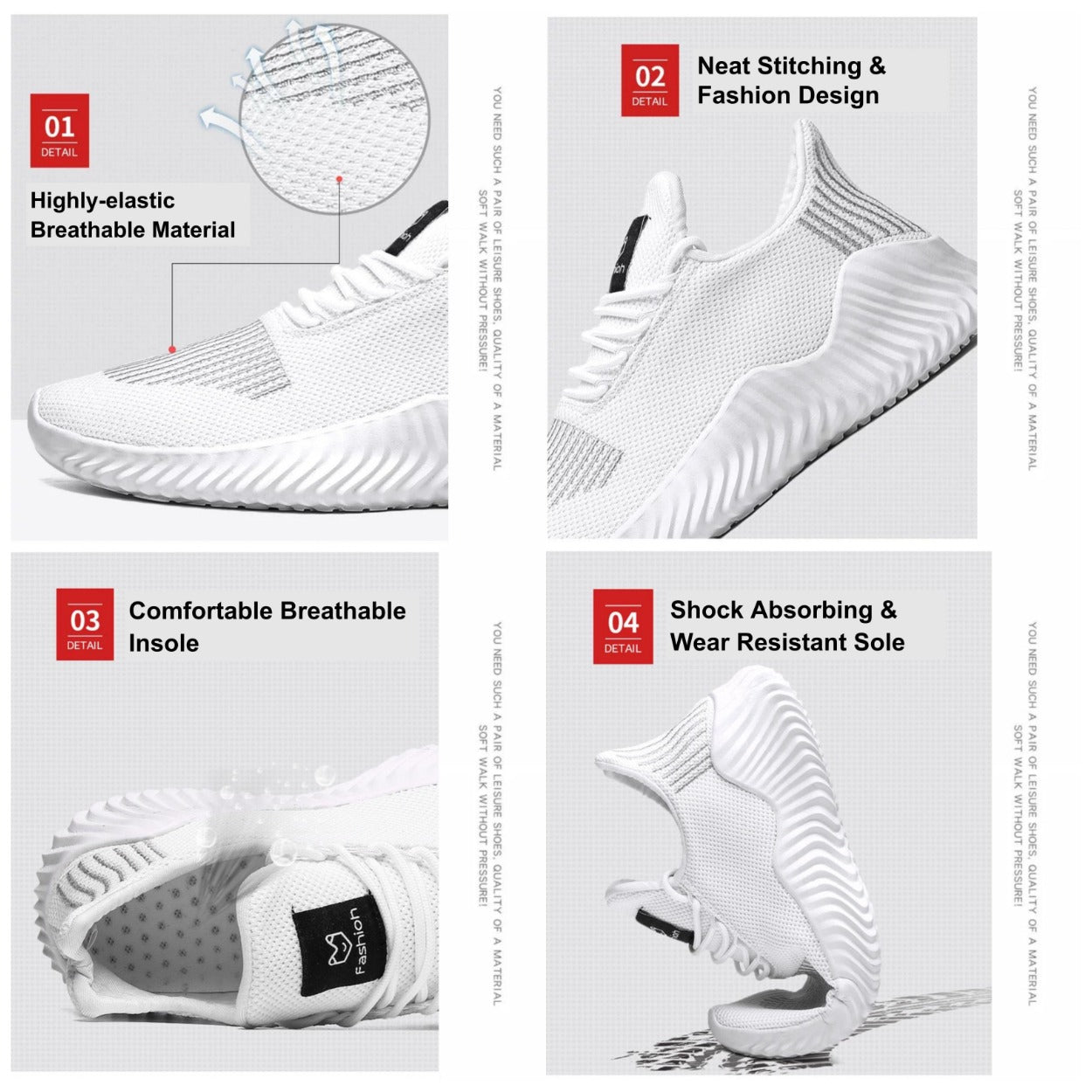 Men's Sneakers Outdoor Road Shoes Breathable Lightweight Non-slip (Grey Size US11=US46 ) 4