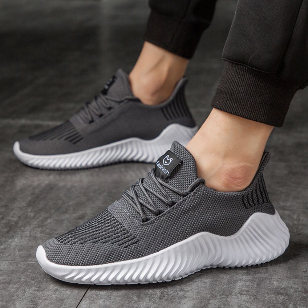 Men's Sneakers Outdoor Road Shoes Breathable Lightweight Non-slip (Grey Size US11=US46 ) 5