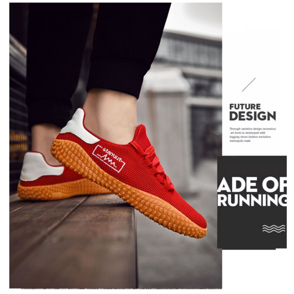 Men's Sneakers Barefoot Lightweight Shoes(Red Size US11.5=US47 ) 4