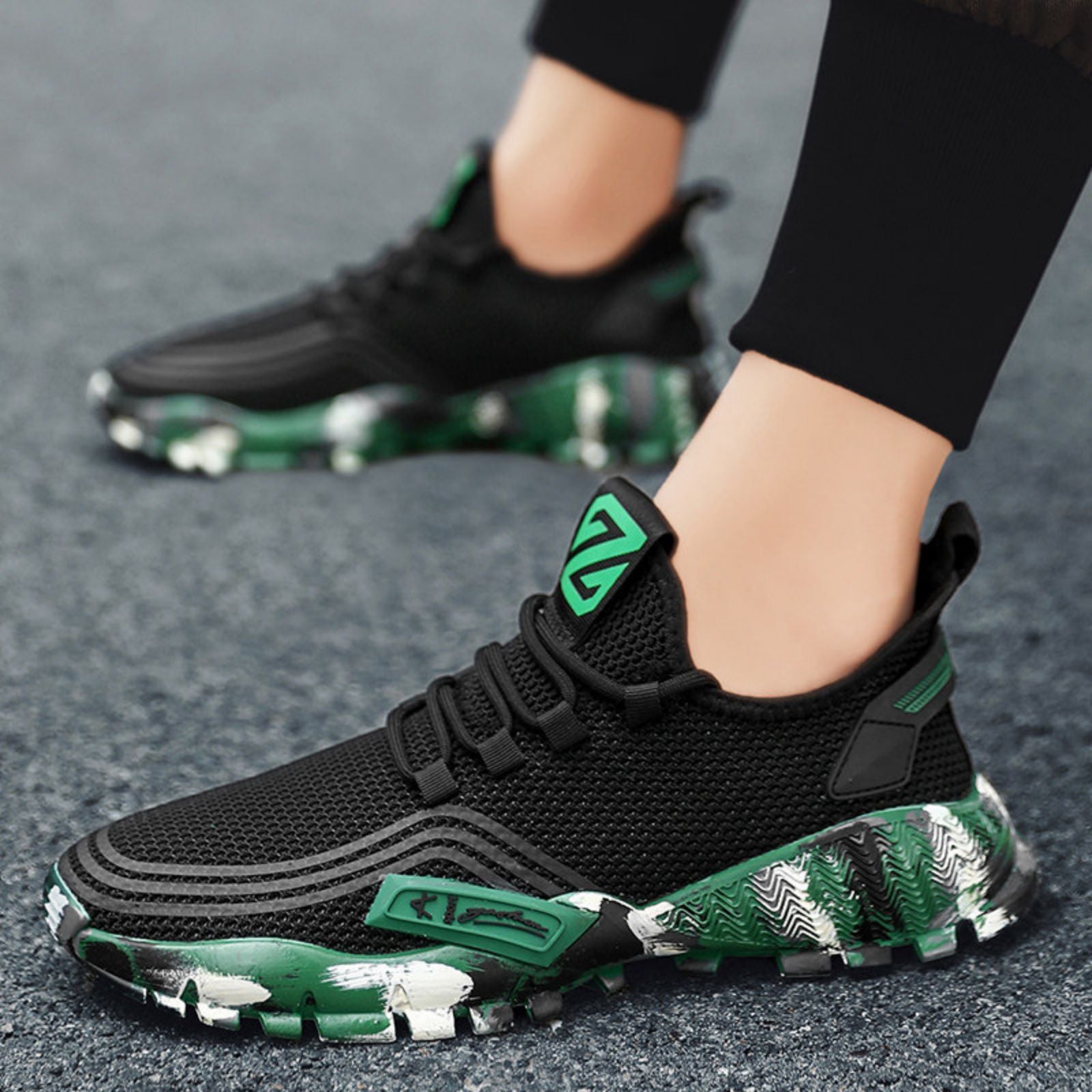 Men's Athletic Running Tennis Shoes Outdoor Sports Jogging Sneakers Walking Gym (Green US 7.5=EU 40) 5