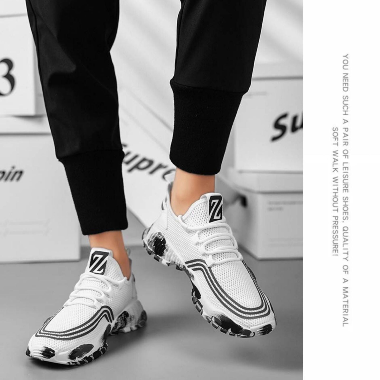 Men's Athletic Running Tennis Shoes Outdoor Sports Jogging Sneakers Walking Gym (White US 7=EU 39) 3