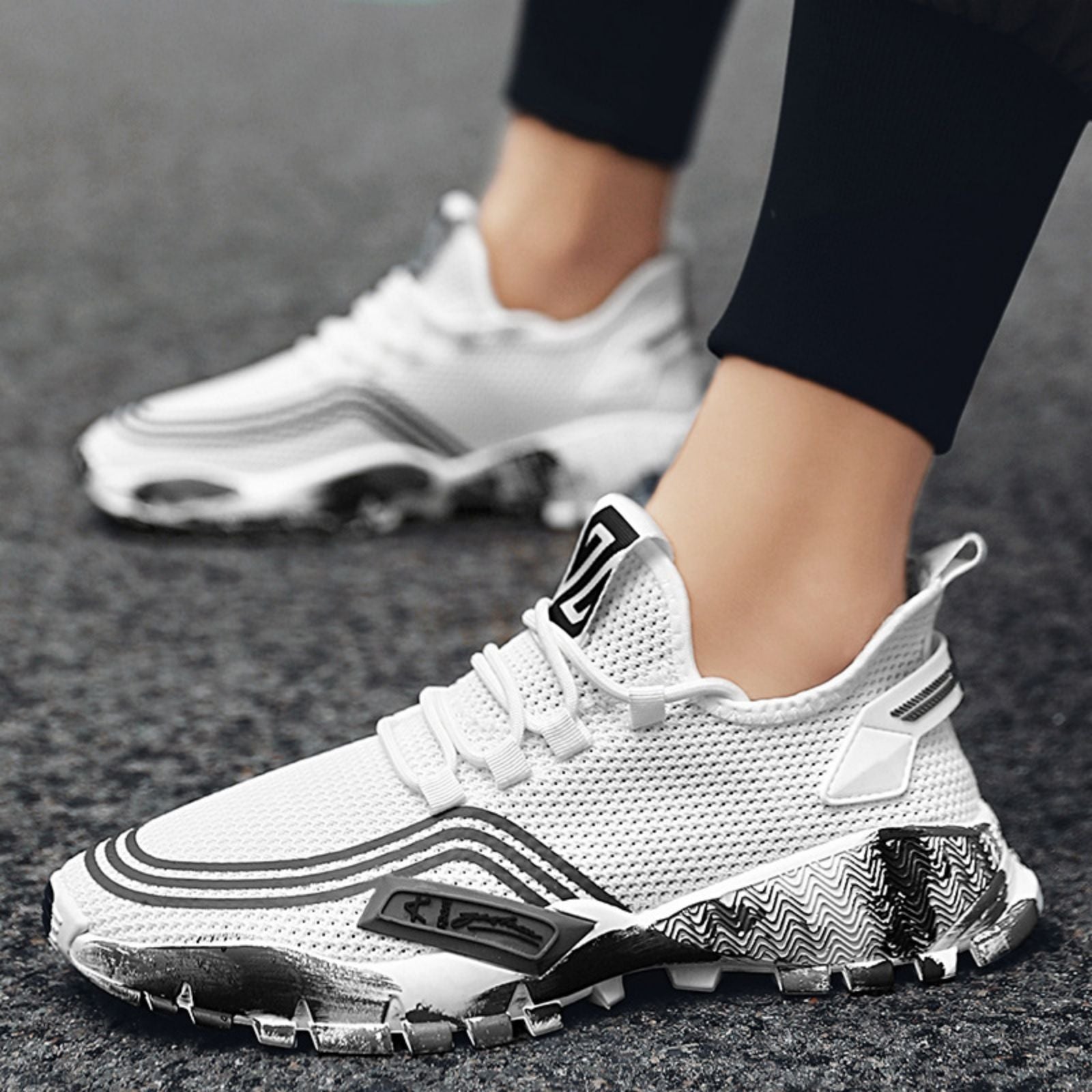 Men's Athletic Running Tennis Shoes Outdoor Sports Jogging Sneakers Walking Gym (White US 7.5=EU 40) 6